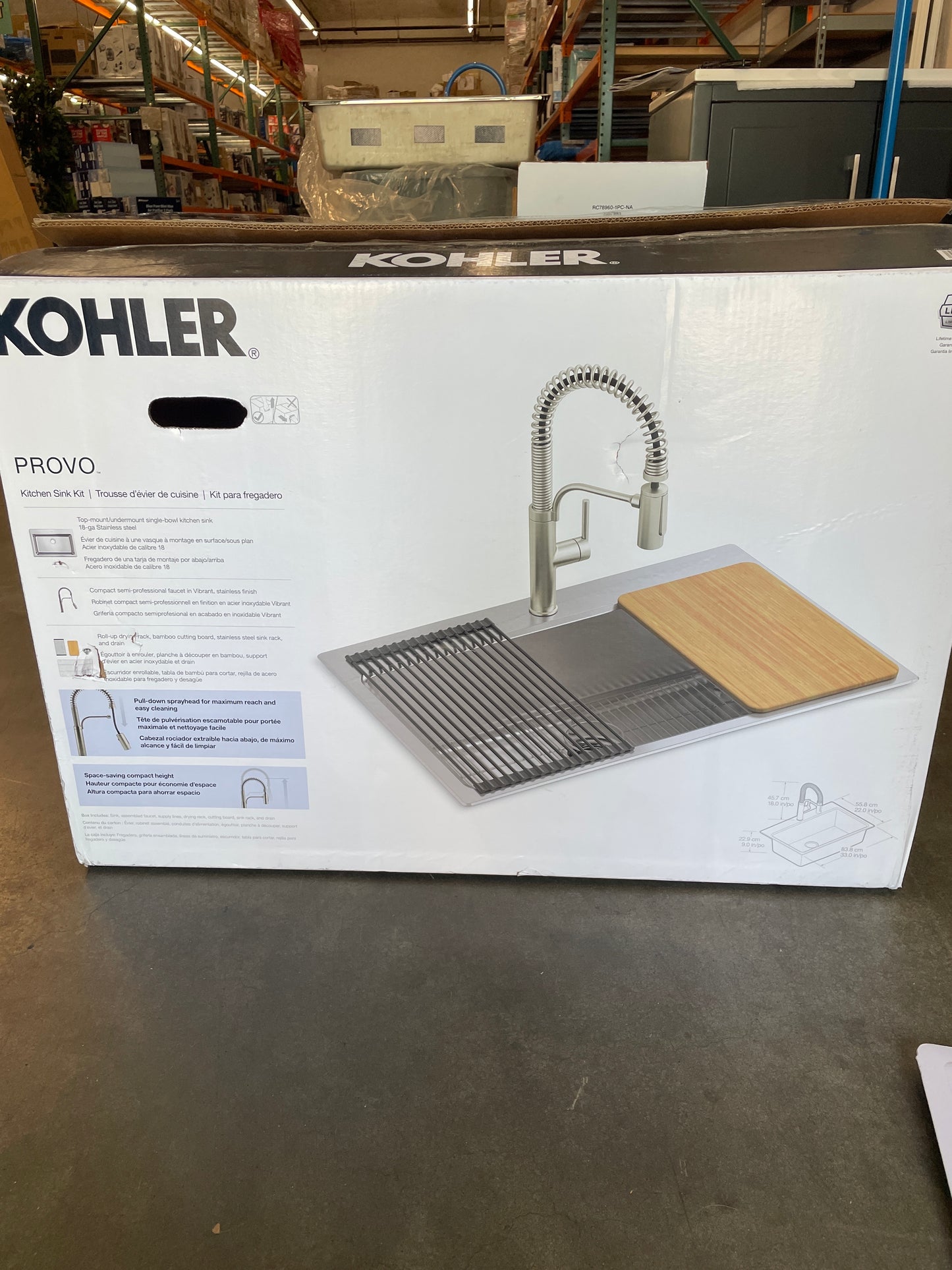 NEW - Kohler Provo 33" Dual Mount Single-bowl Workstation Kitchen Sink Kit