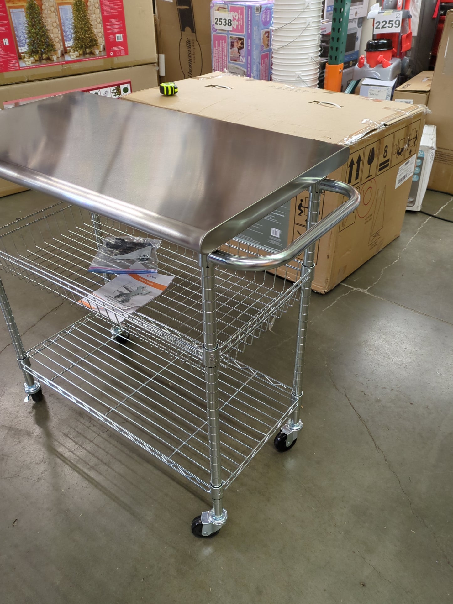 NEW - Costco - TRINITY EcoStorage® Stainless Steel Kitchen Cart - Retail $139