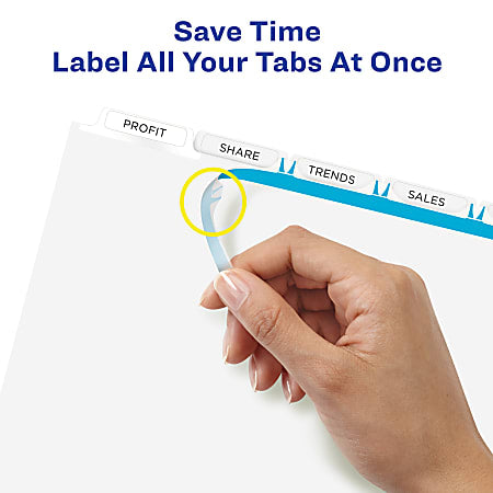 Avery® Print & Apply Clear Label Dividers With Index Maker® Easy Apply™ Printable Label Strip And White Tabs, 5-Tab, Box Of 25 Sets