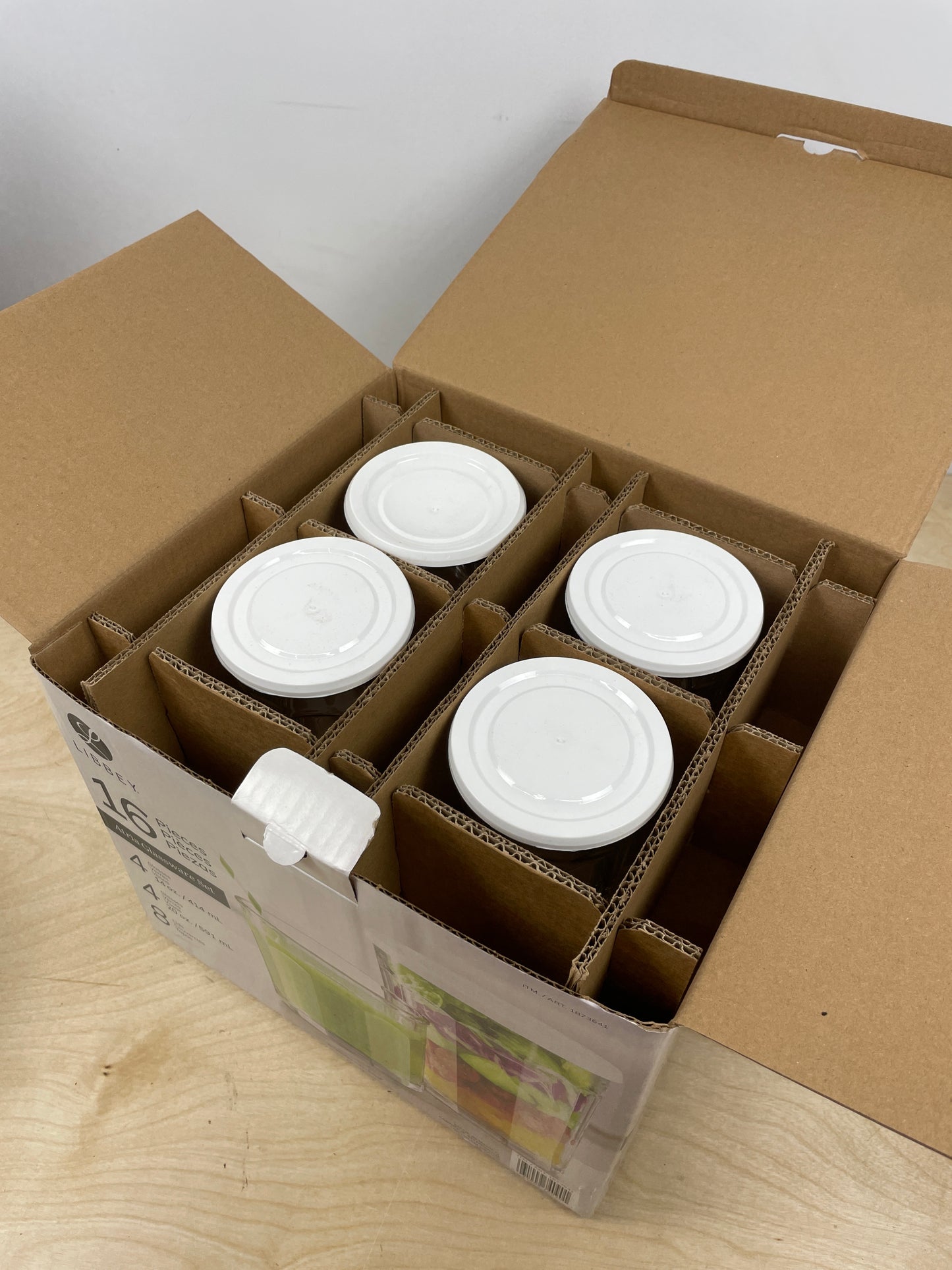 Libbey Atria 16pc Glassware Set with Lids - Retail $26