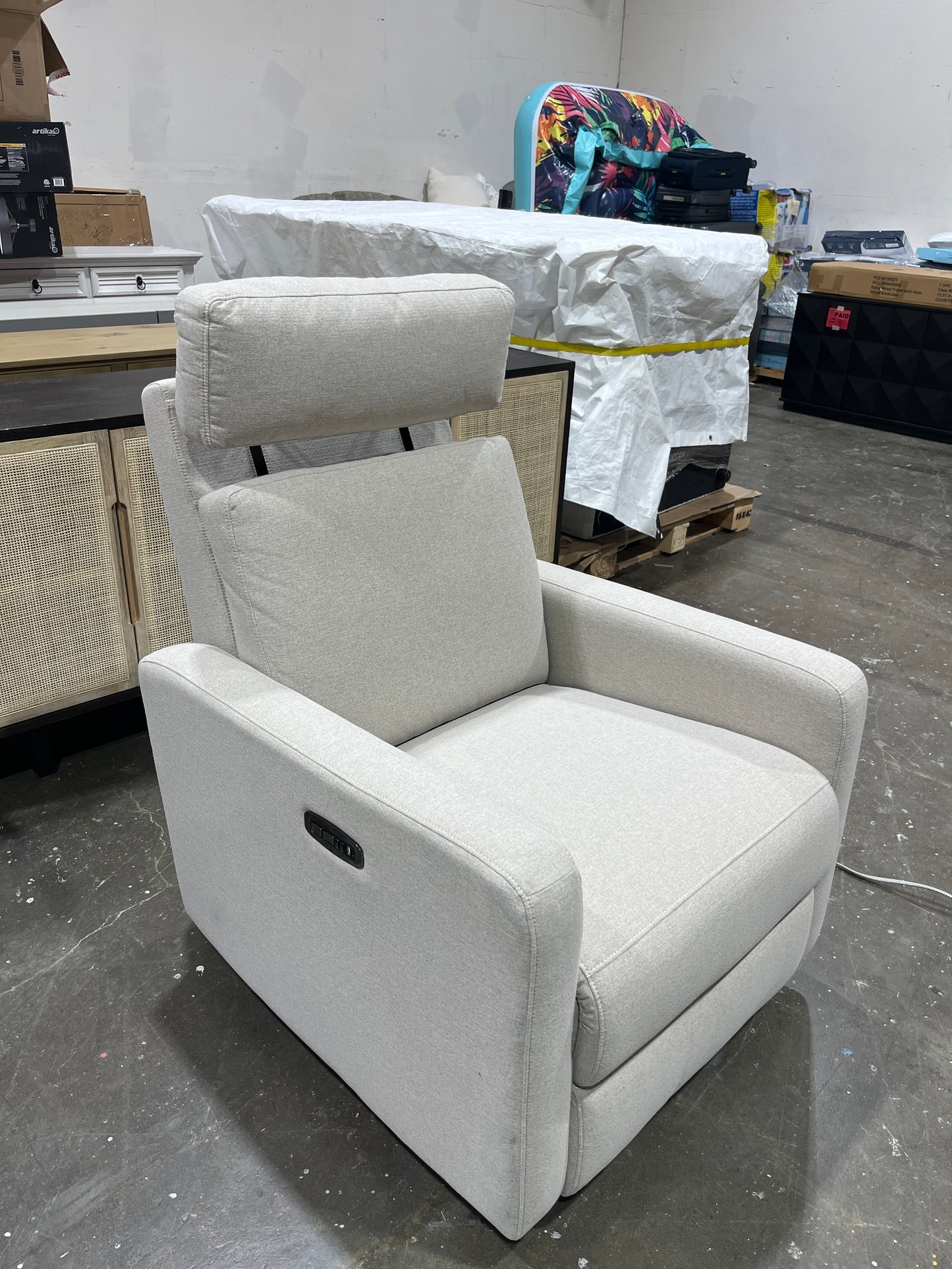Tallula Fabric Power Glider Recliner with Power Headrest