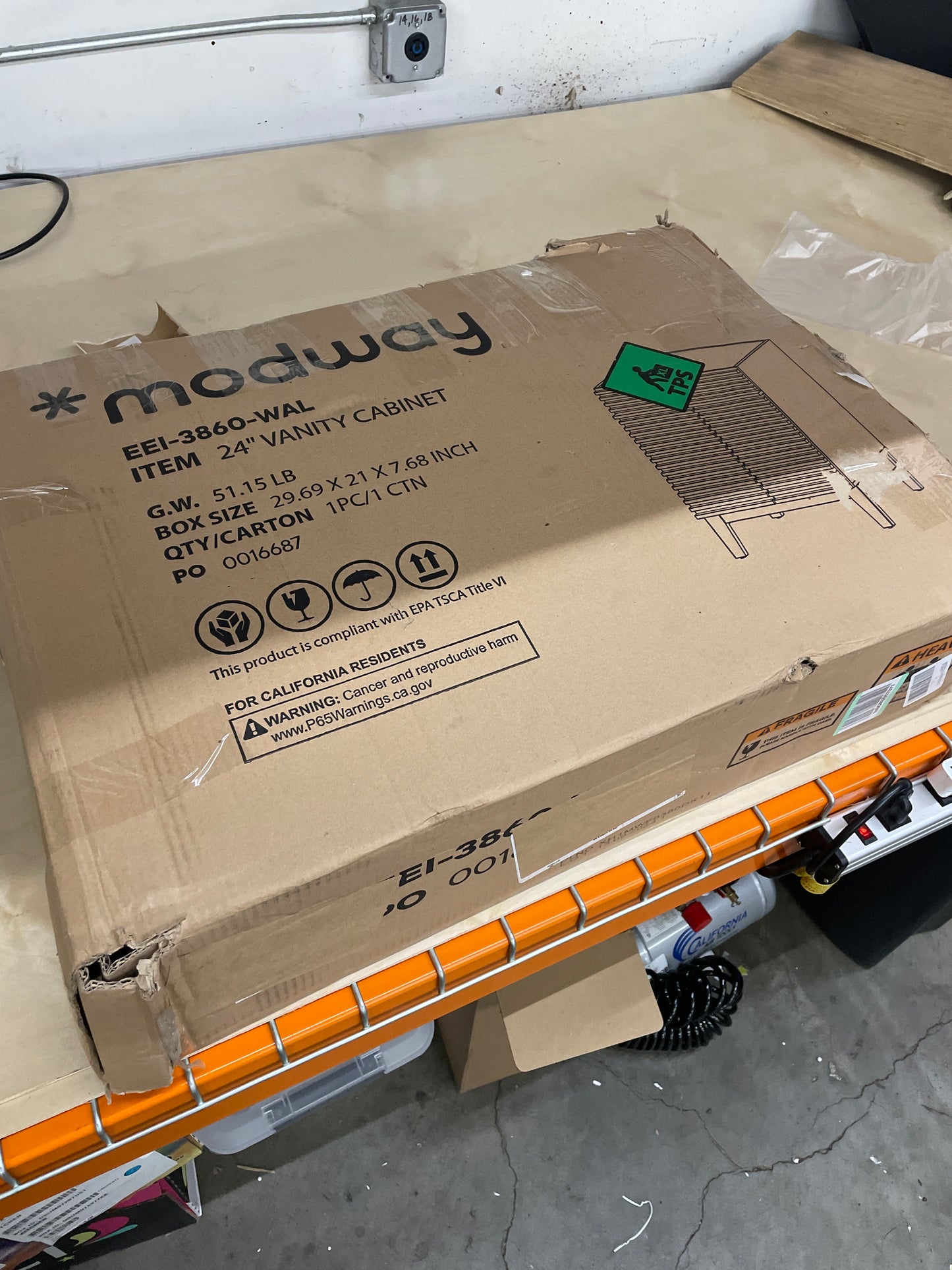 Modway Render Mid-Century Bathroom Vanity in Walnut,24 Inch - Retail $277