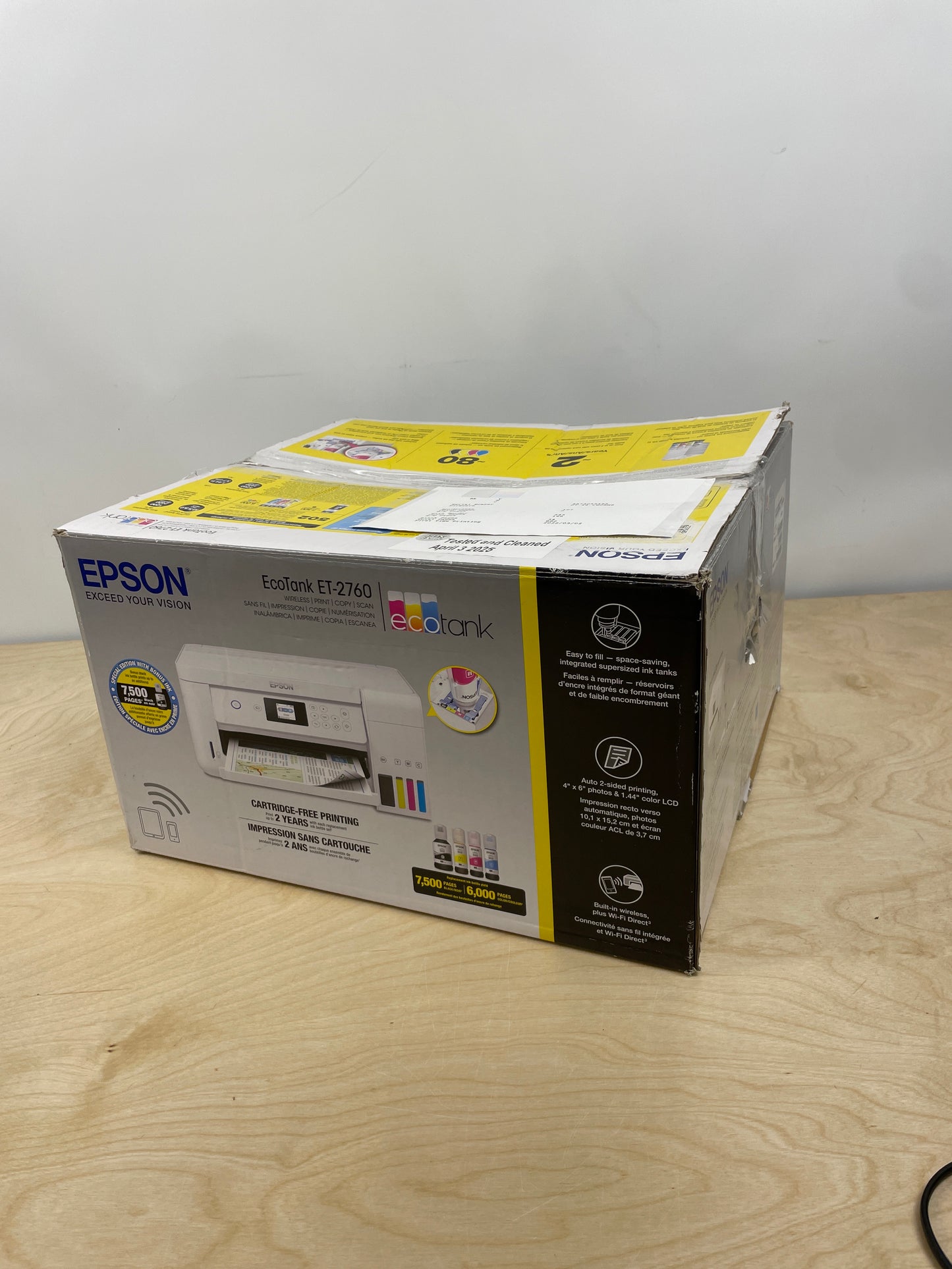 Epson EcoTank ET-2760 Wireless Color All-in-One Cartridge-Free Supertank Printer with Scanner and Copier - Retail $290