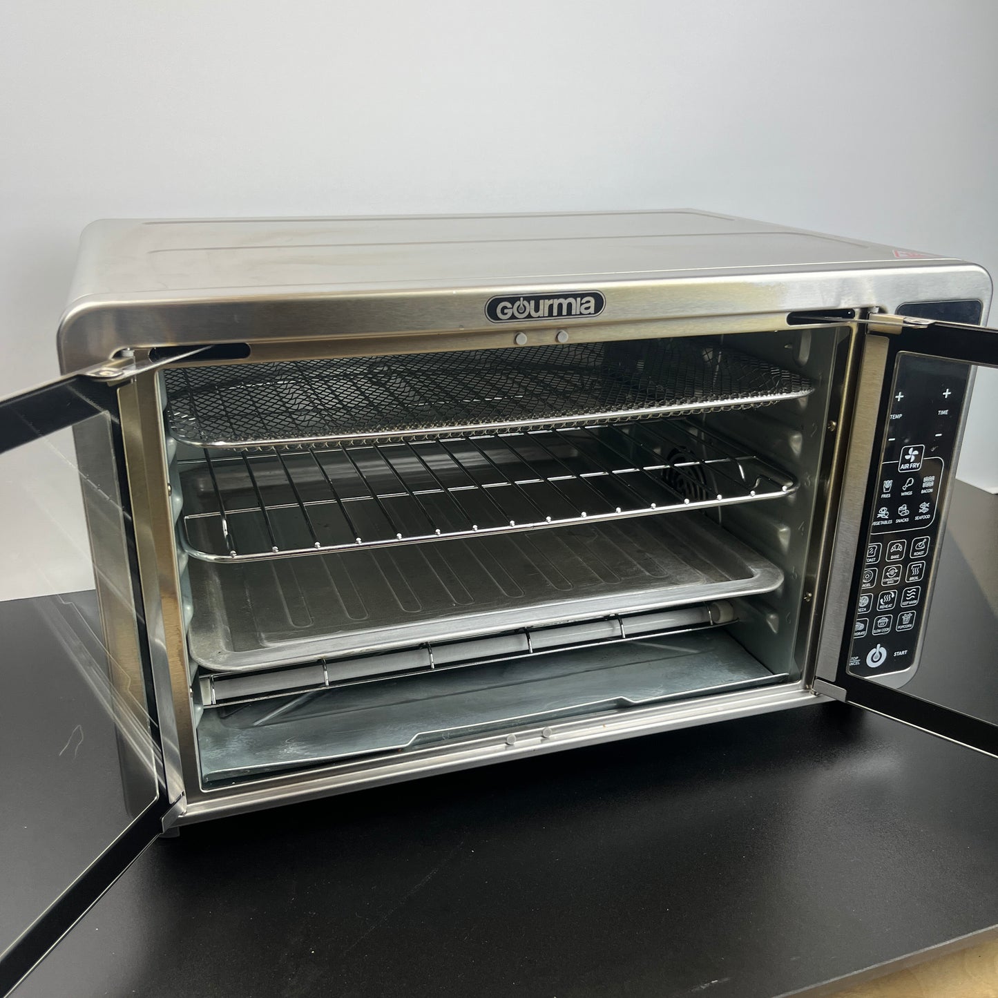 Gourmia 43L XL Digital Air Fryer Countertop Oven with Single-Pull French Doors - Retail $149