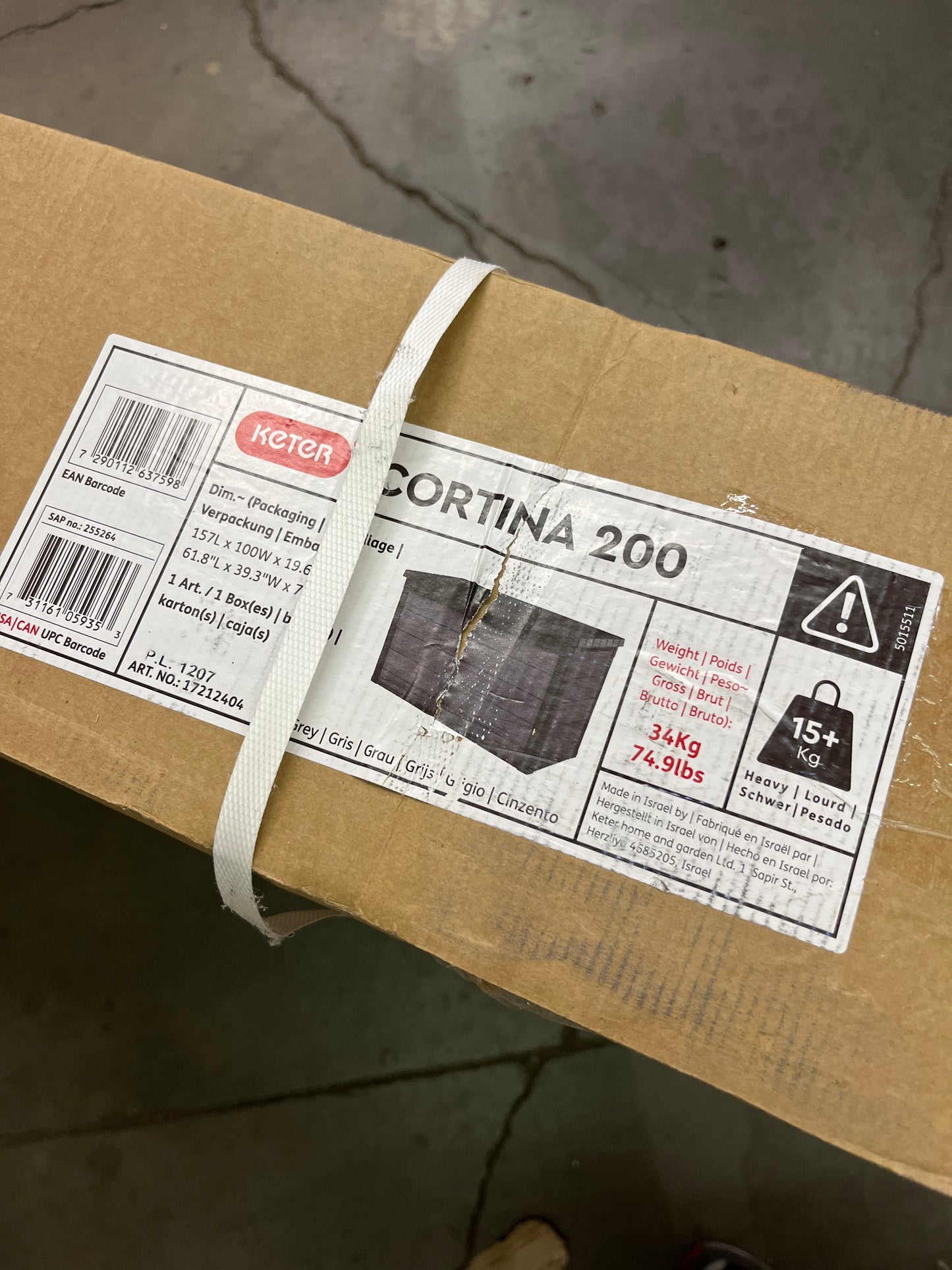 NEW - Keter Cortina 200 Gallon Large Resin Deck Box for Patio Outdoor Storage - Retail $269