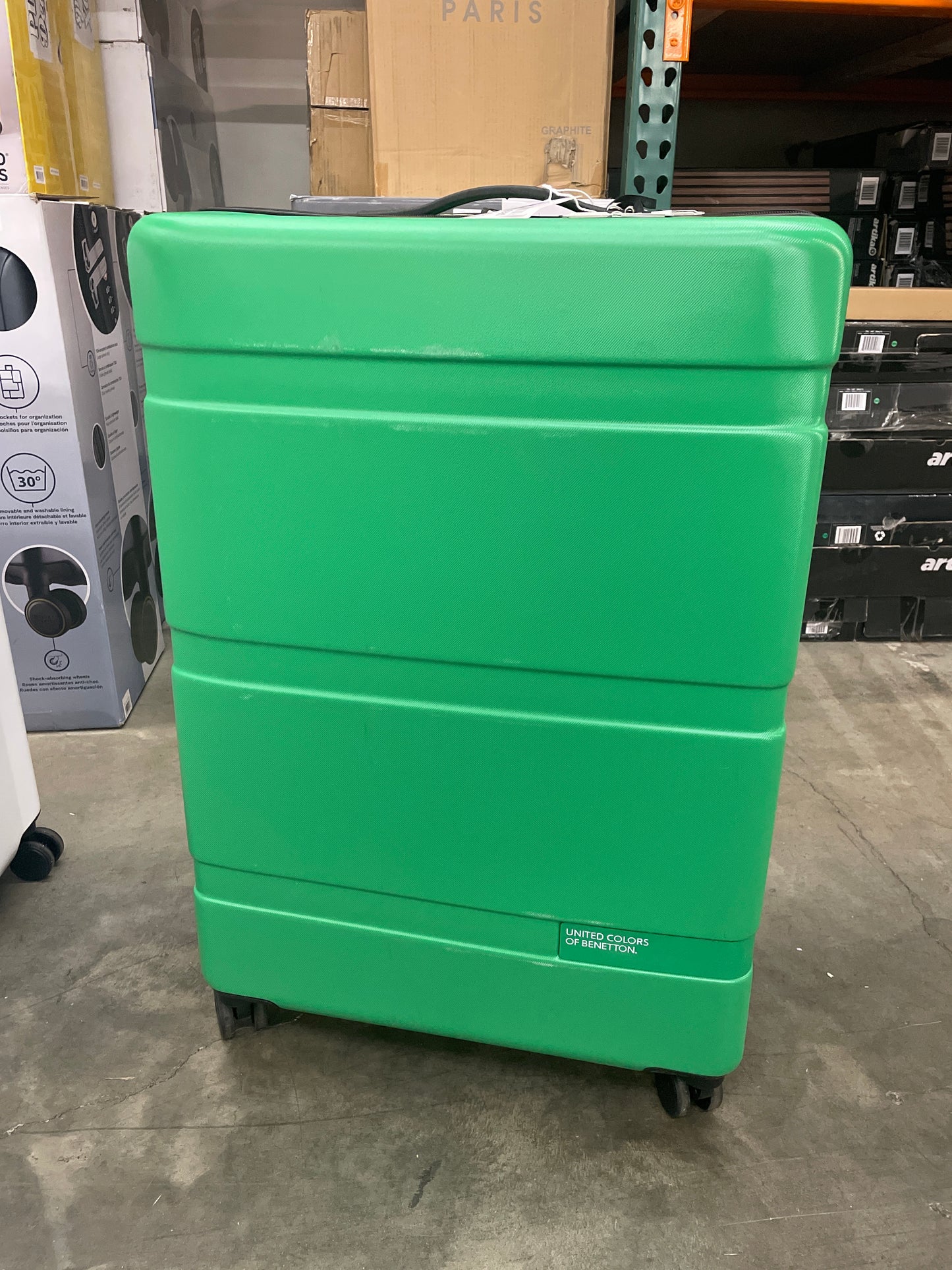 United Colors of Benetton Now Hardside Luggage with Spinner Wheels, Green, 3 Piece Set 19/23/27 Inch - Retail $390