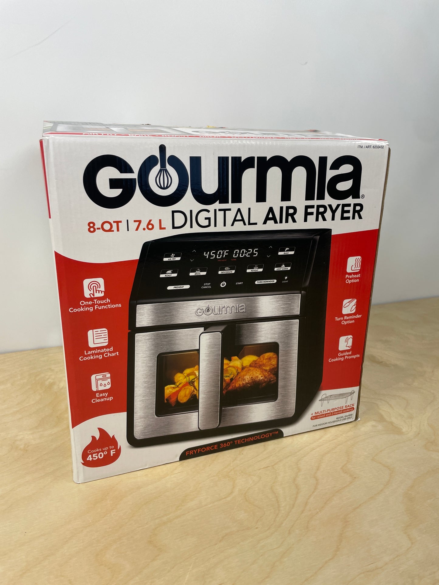 NEW - Gourmia 8-Quart Digital Air Fryer with Window & Light - Retail $50