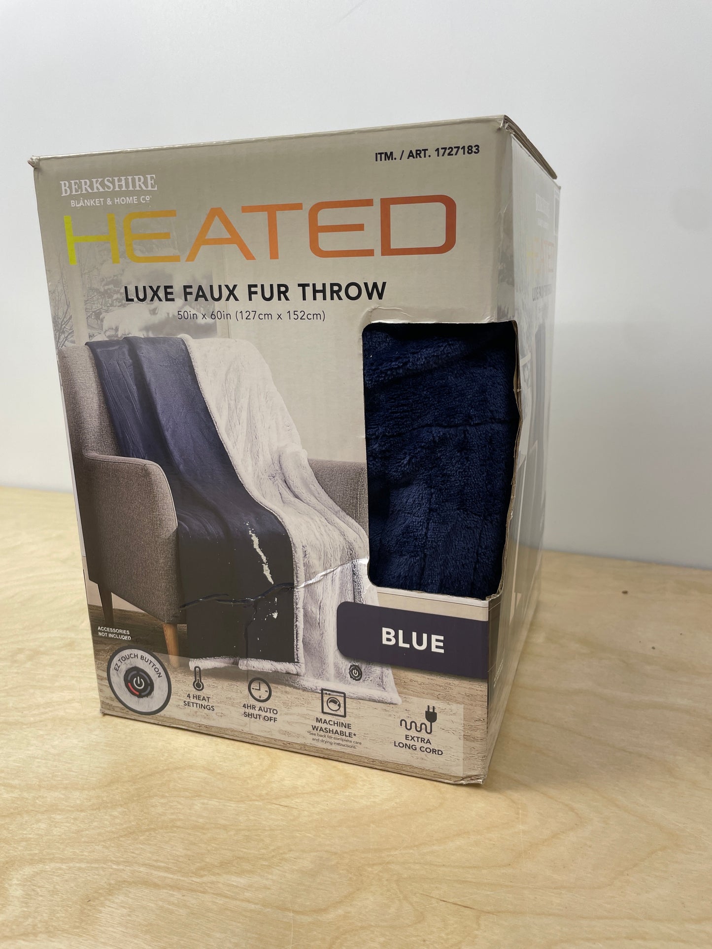 Berkshire Blue/Grey Life Heated Throw - Retail $29