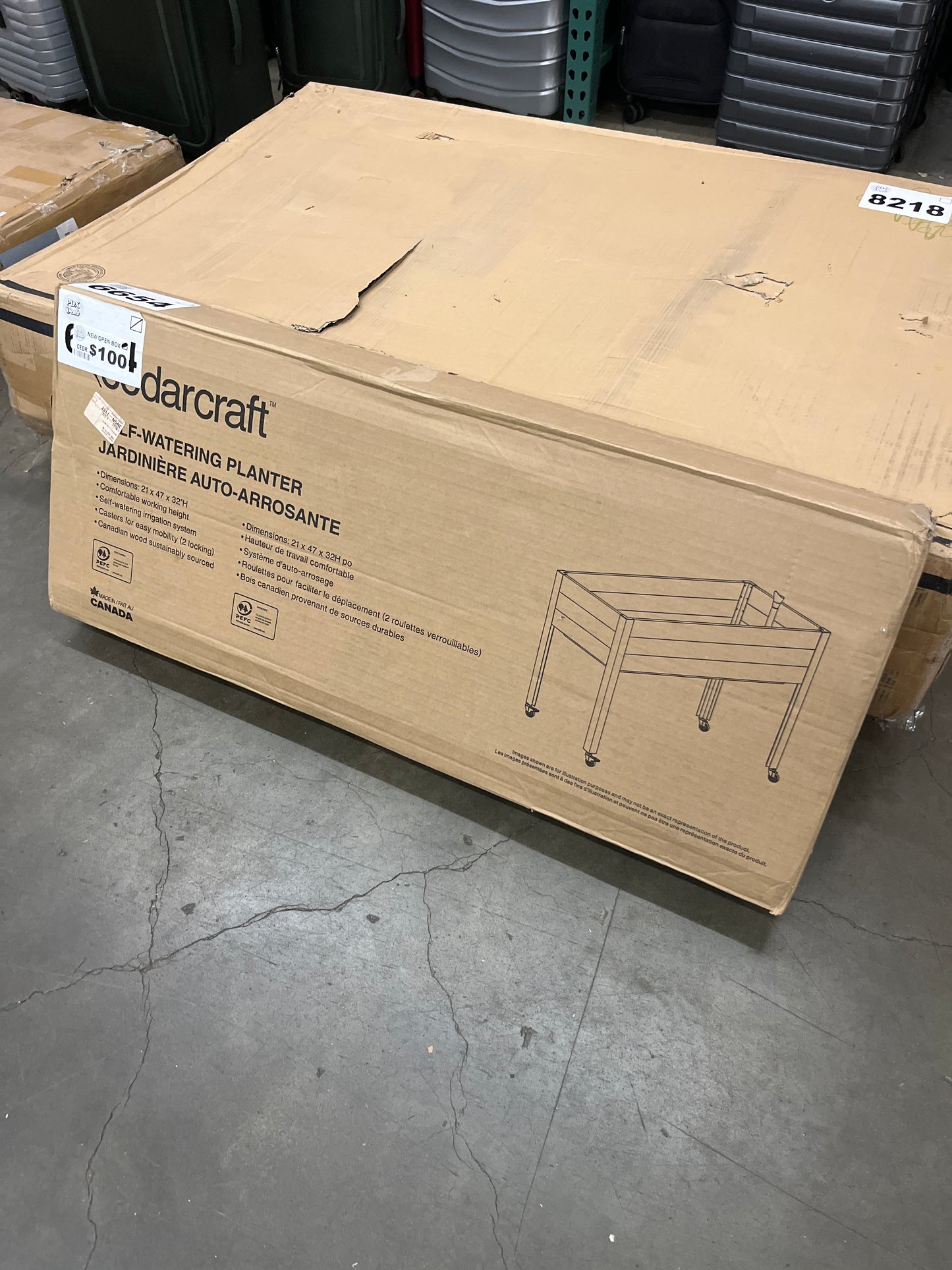 CedarCraft Self-Watering Raised Garden Bed (21" x 47" x 32"H) - The Flexibility of Container Gardening - Retail $200