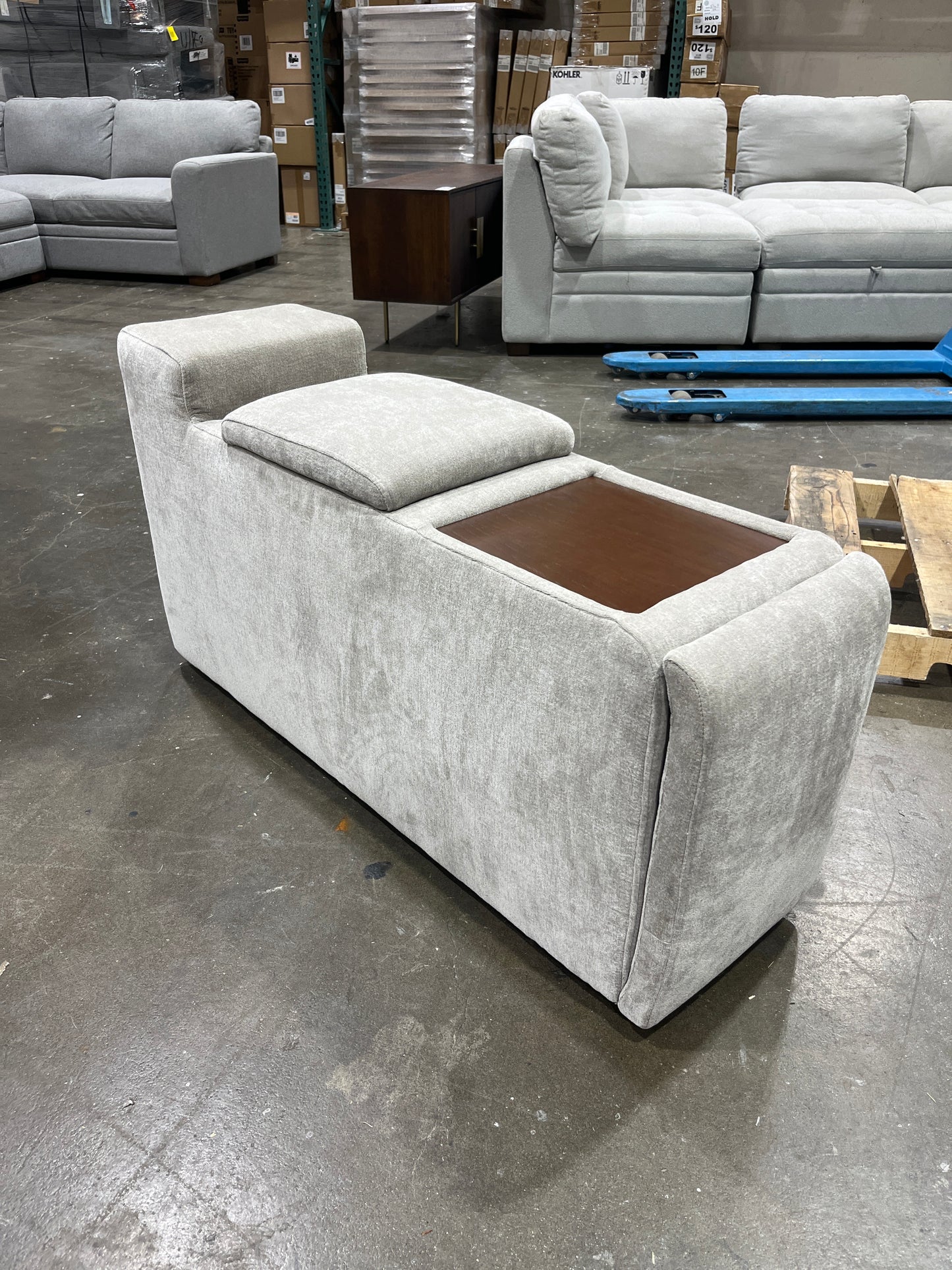 Sereen Storage Console with Wood Tray, Taupe