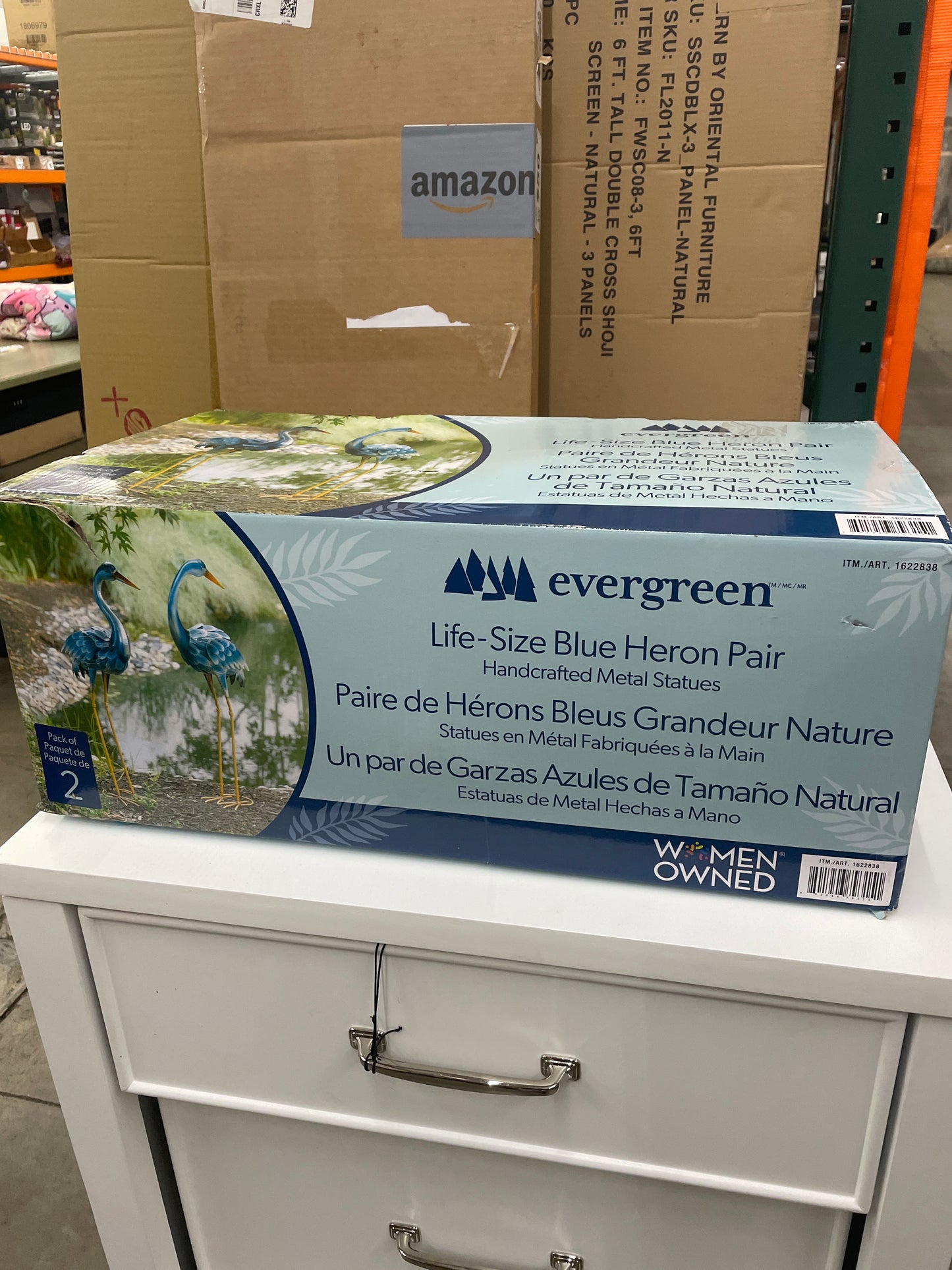 35” Blue Heron Statue Pair - Retail $40