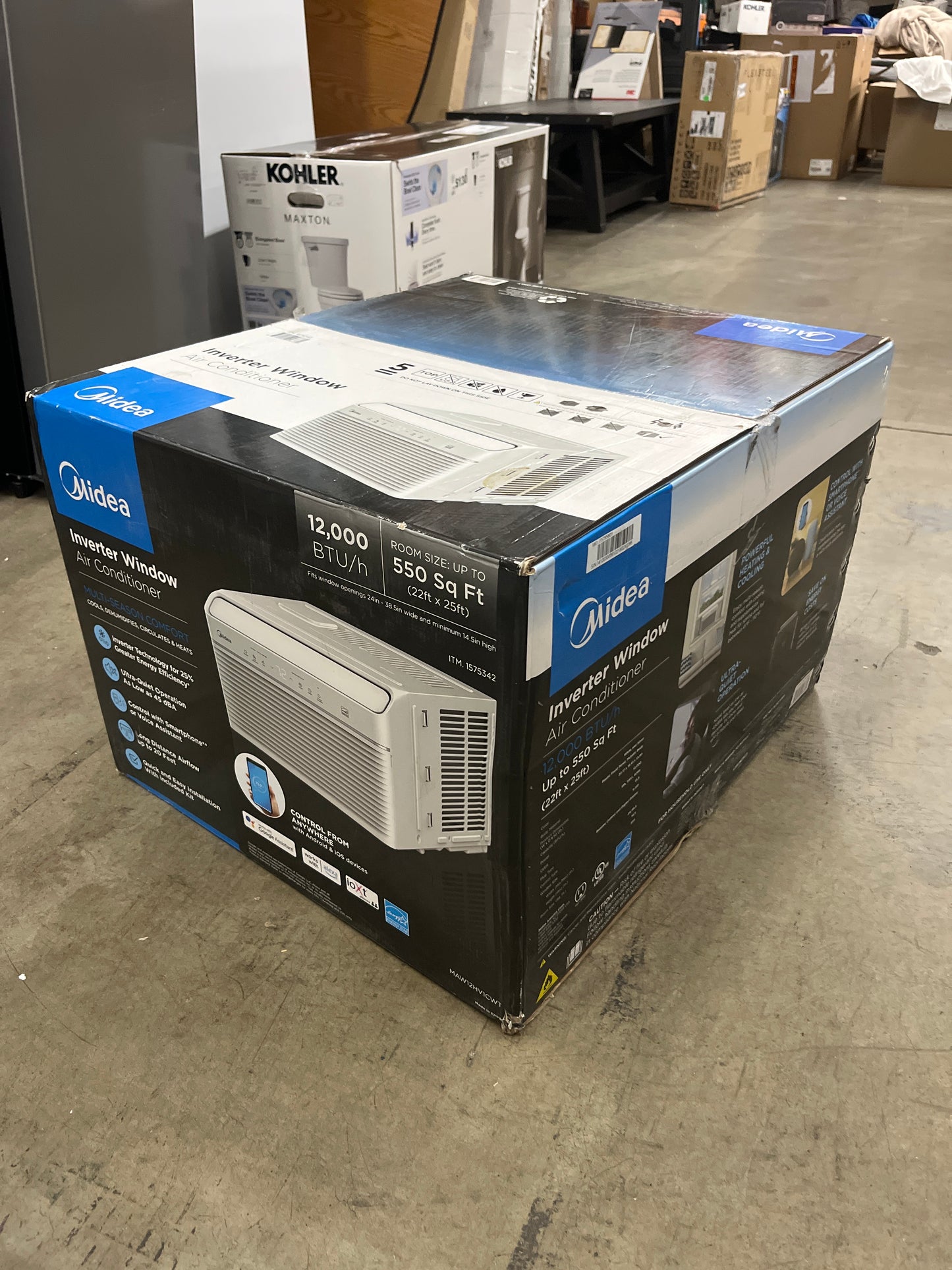 NEW - Midea MAW12HV1CWT EasyCool Smart Inverter Air Conditioner Window Unit with Heat, 12,000 BTU, White - Retail $469