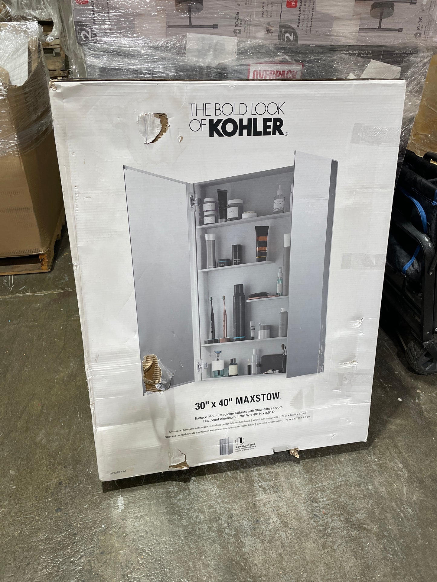 KOHLER Maxstow 30-in x 40-in Surface Mount Dark Anodized Aluminum Mirrored Rectangle Medicine Cabinet