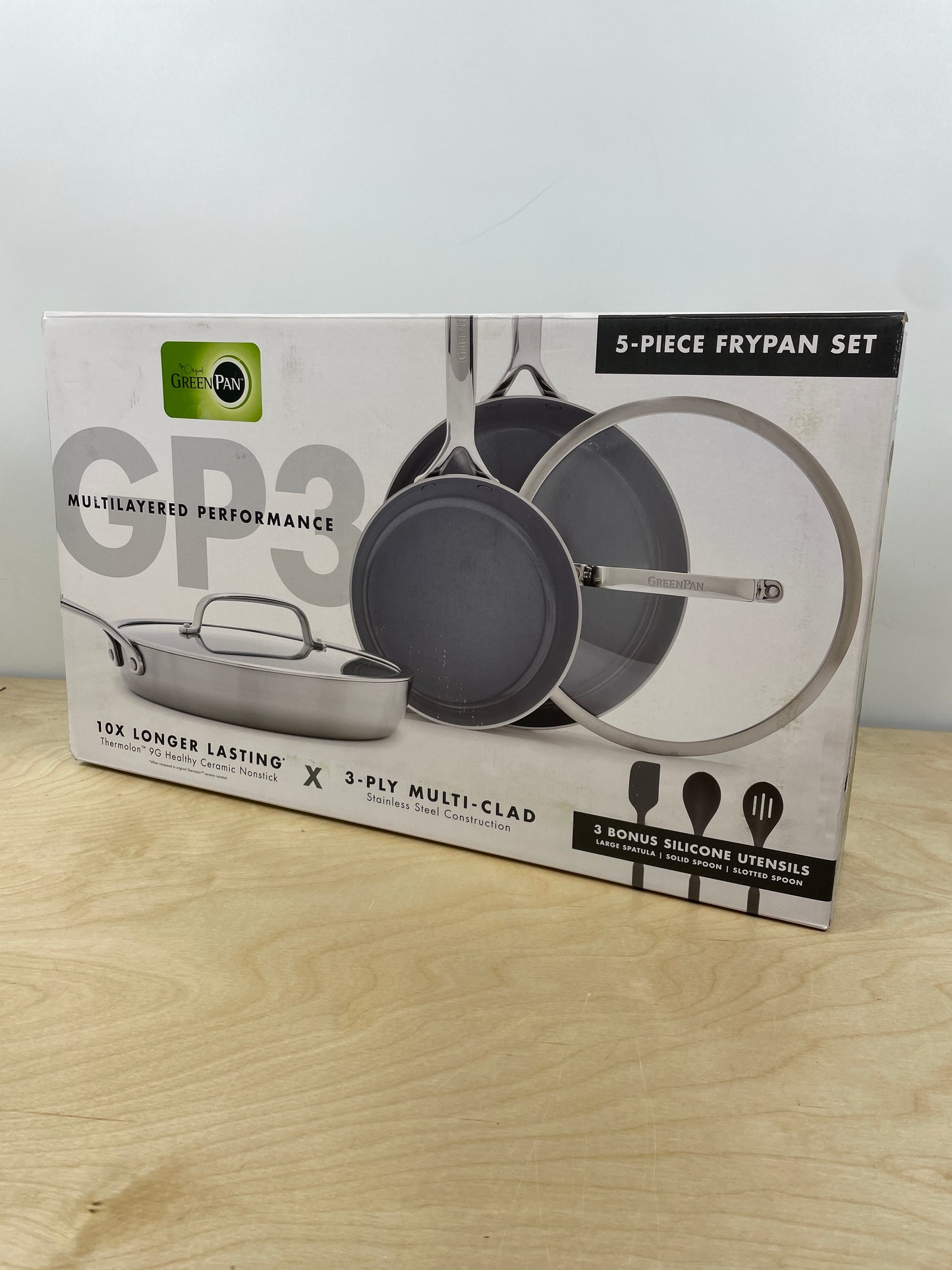 NEW- GreenPan GP3 Stainless Steel 5-piece Set - Retail $200