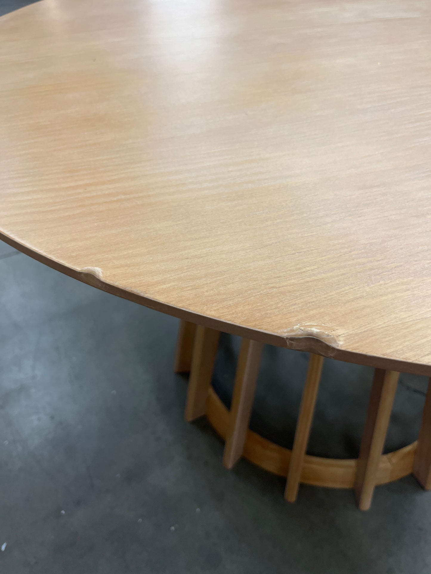 Walker Edison Scandinavian Slatted Wood Pedestal Base Dining Table, 48 Inch - Retail $399