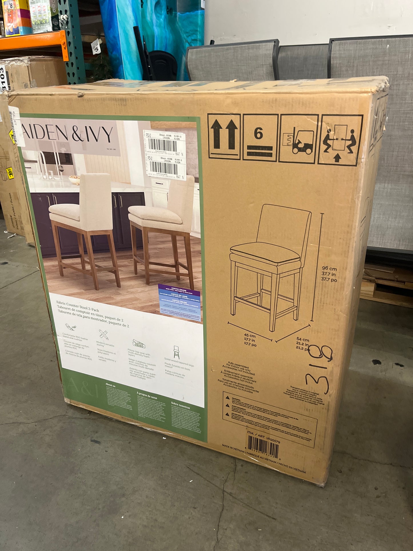 NEW - Rylee Fabric Counter Stool, 2-pack - Retail $369