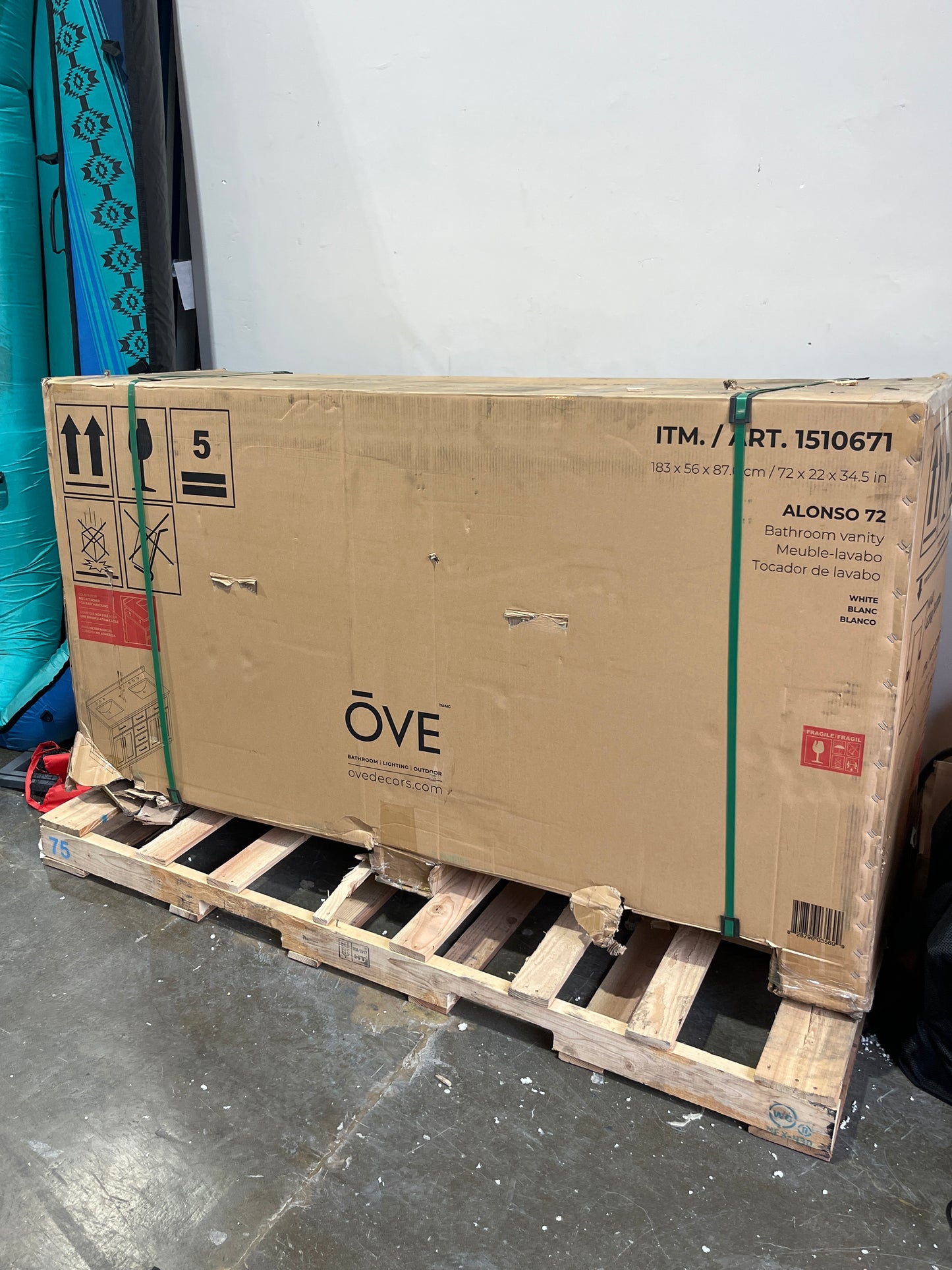 NEW IN BOX - Costco - OVE Decors 72" Alonso Bath Vanity in White