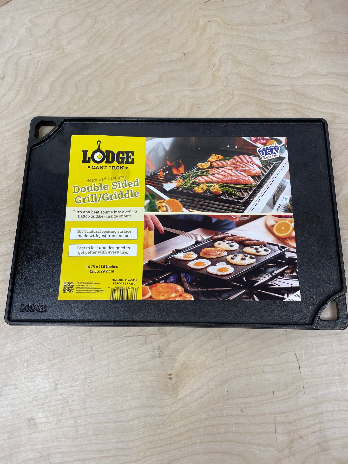 Lodge Pre-Seasoned Cast Iron Reversible Grill and Griddle