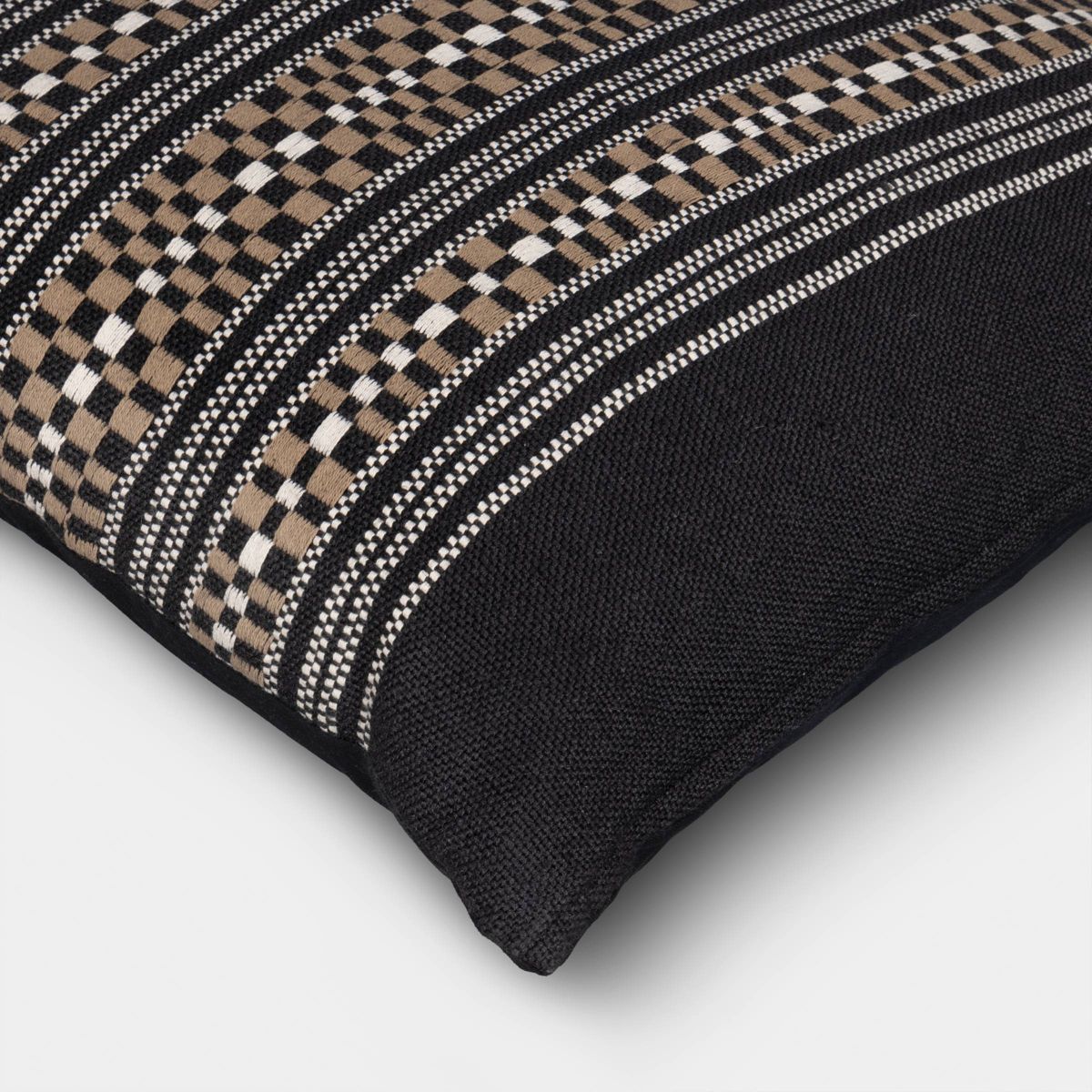 Oversized Square Woven Checkered Stripe Pillow Black/Neutral - Threshold™