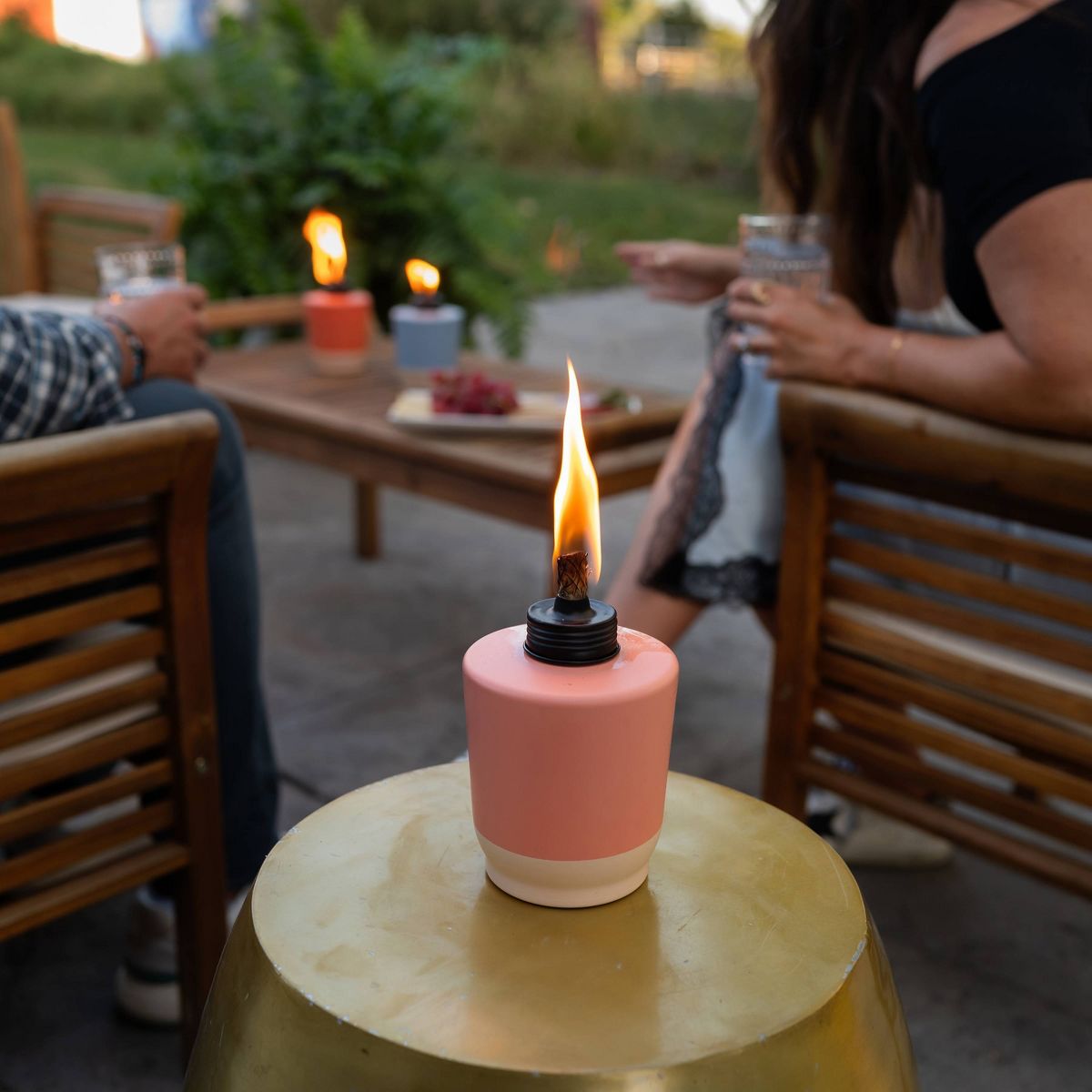 TIKI 3pk Sunset Sands Tabletop Torch Glass