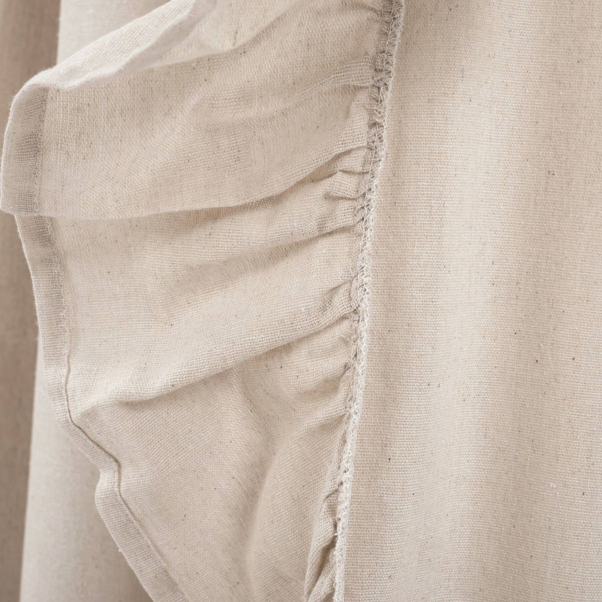 95"x54" Linen Ruffle Window Curtain Panels Beige - Lush Décor: Light Filtering, Cotton, Rod Pocket