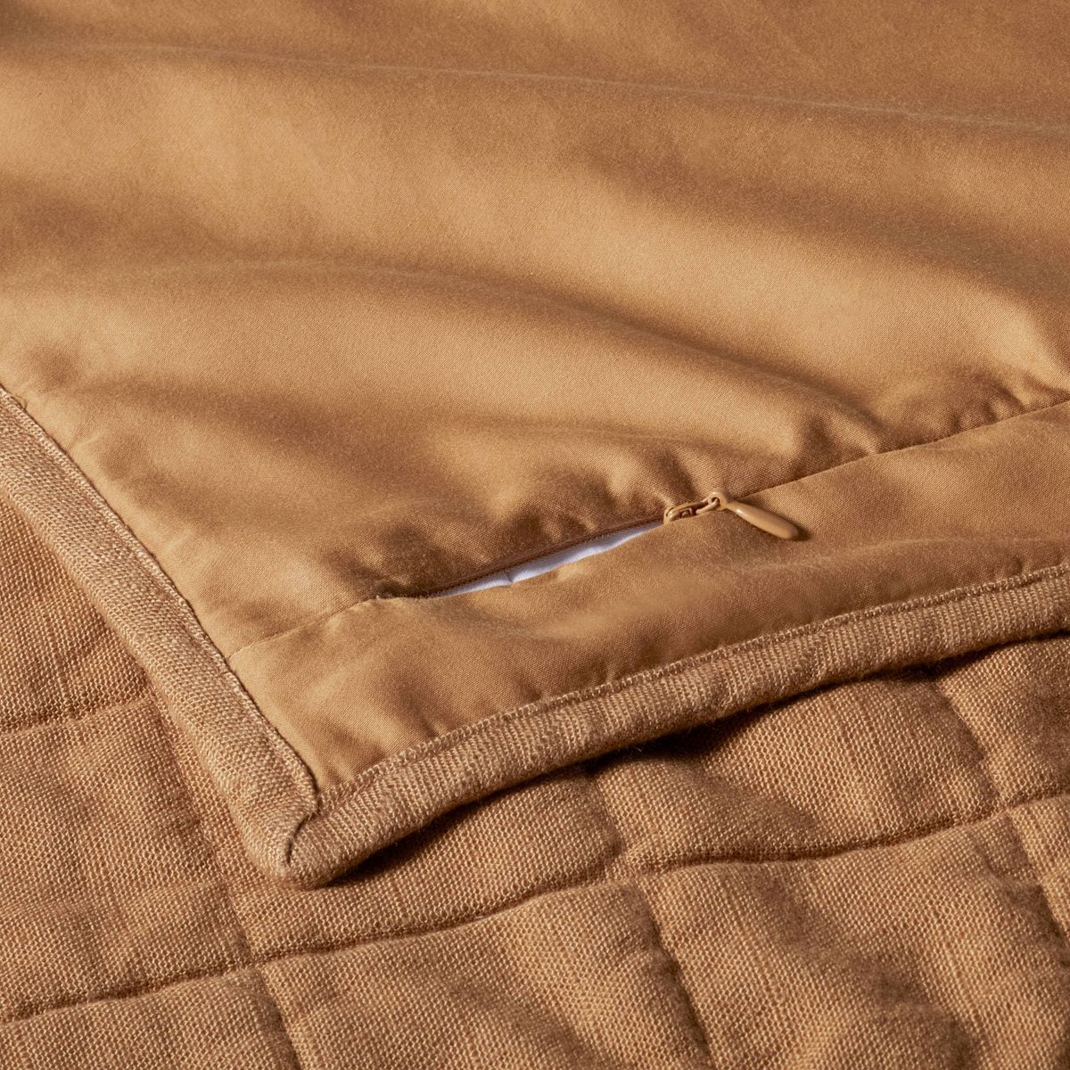 King Heavyweight Linen Blend Quilt Pillow Sham Warm Brown - Casaluna™: Zipper Closure, OEKO-TEX Certified, No Flange