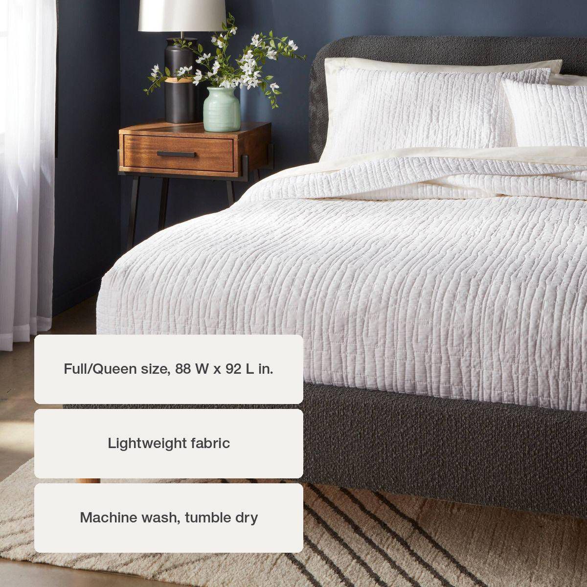 Full/Queen TENCEL® Quilt White - Threshold™: OEKO-TEX Certified, Lightweight, Cooling Comfort Coverlet