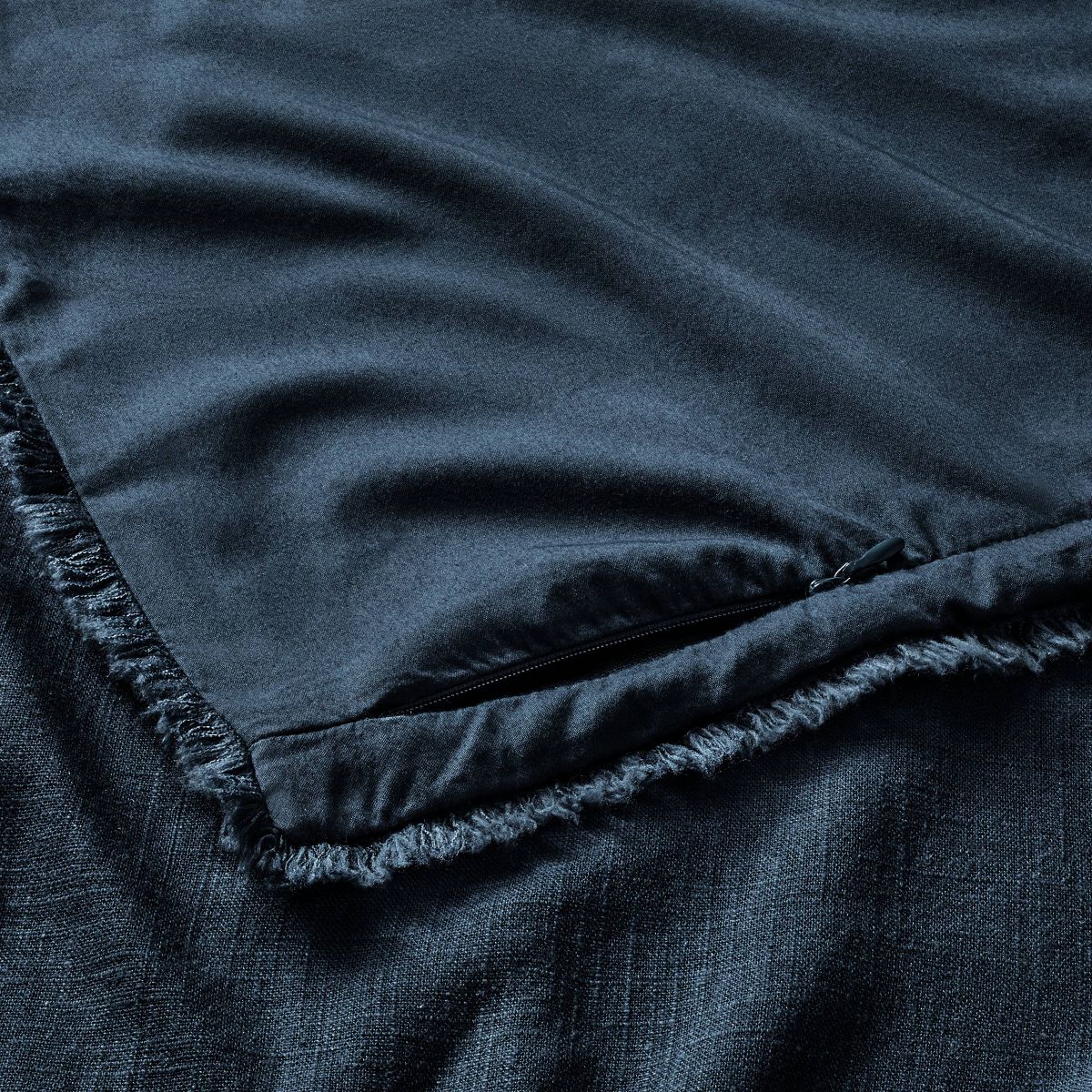 Full/Queen Heavyweight Linen Blend Comforter and Sham Set Dark Mineral Blue - Casaluna™