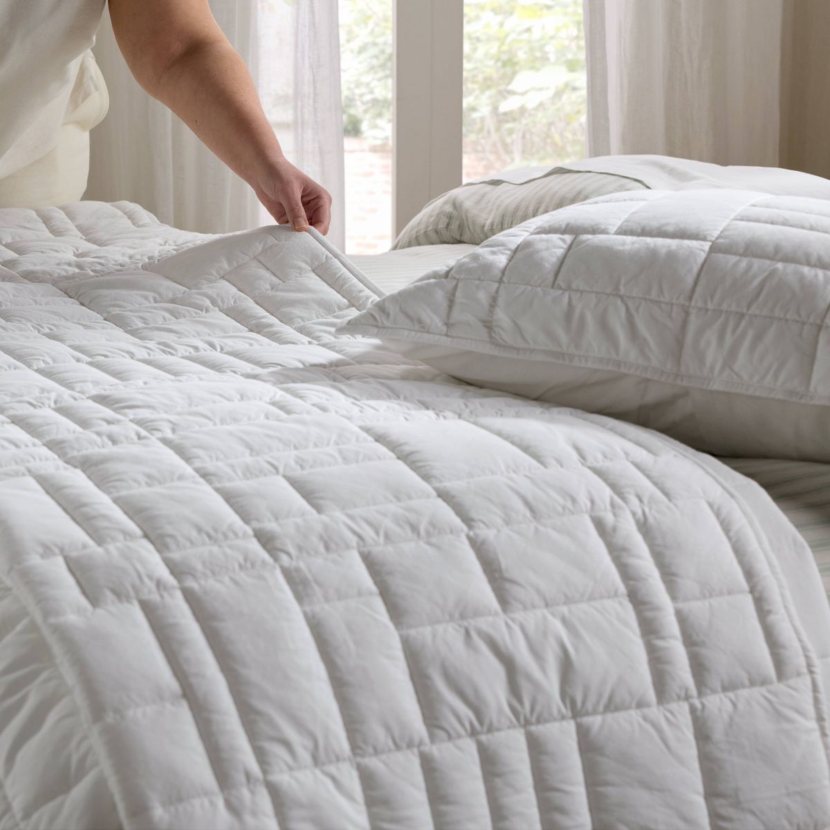 Standard Cozy Block Quilted Sham Set White - Parachute for Target