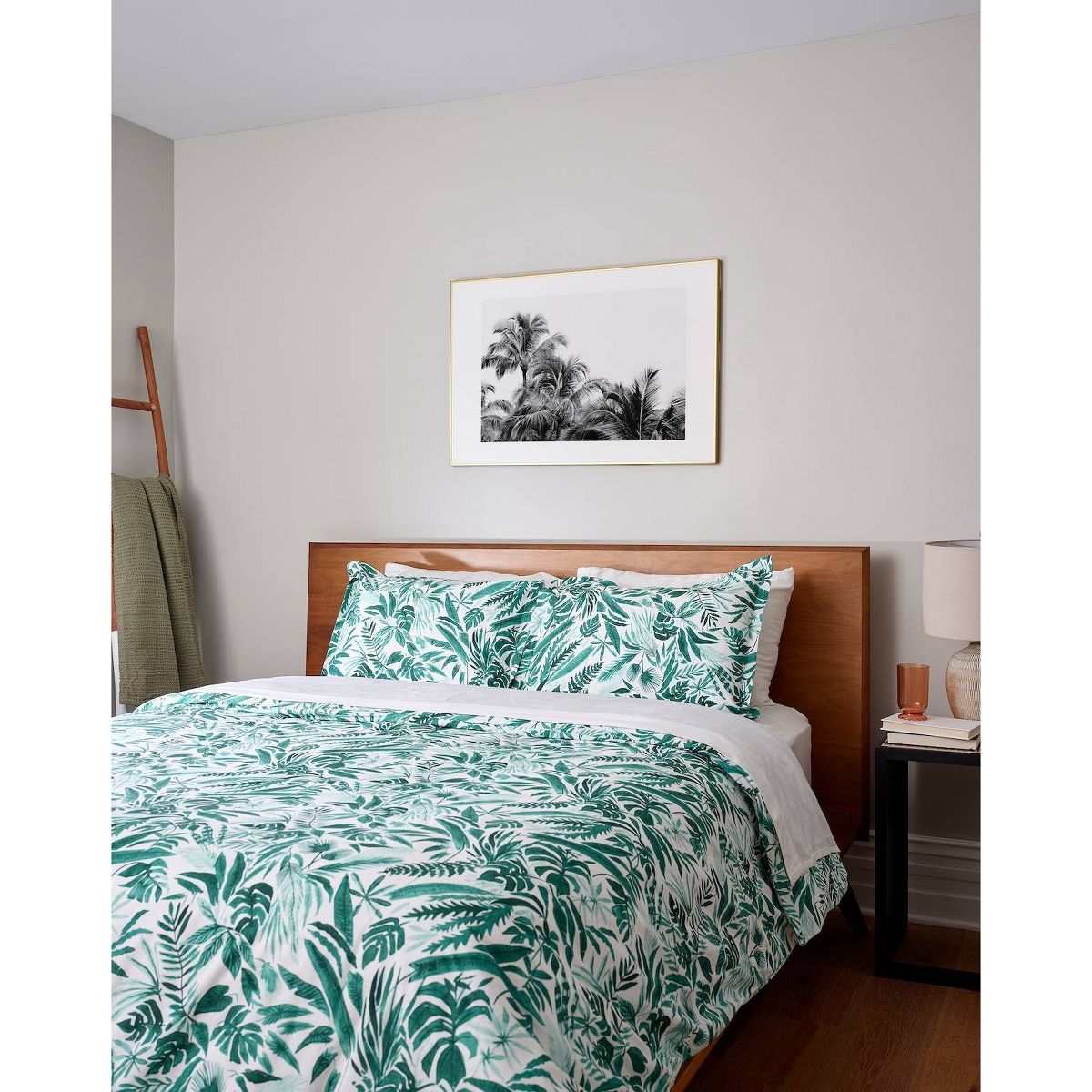 society6 Twin/Twin Extra Long Megan Galante Tropical Palm Green Brushed Cotton Duvet Set Green