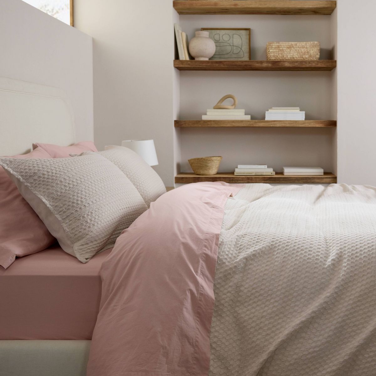 Full/Queen Honeycomb Cotton Duvet Cover & Sham Set Parchment - Parachute for Target