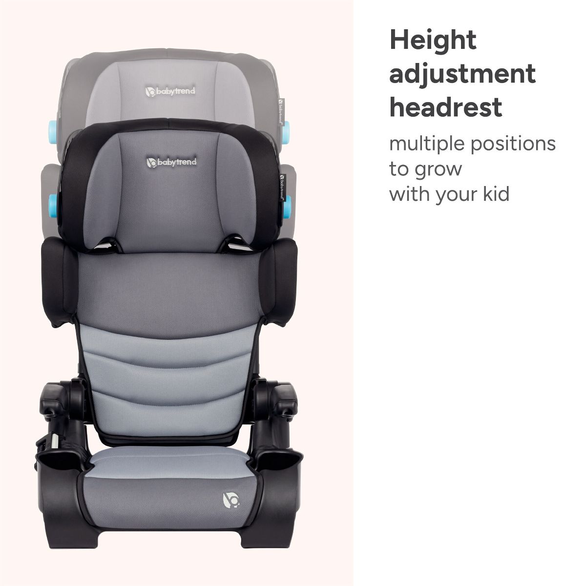 Baby Trend Koa Slim High Back Booster Car Seat with Side Sun Visors and Latch - Cosmic Gray