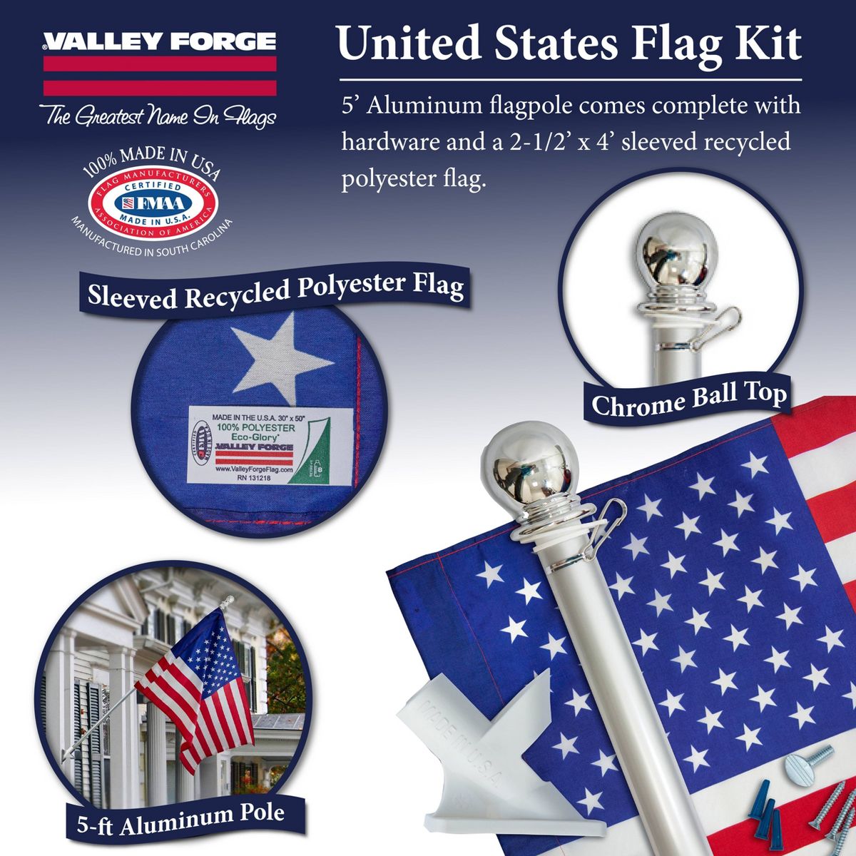 Valley Forge Flag 51"x62" Alum Pole Banner