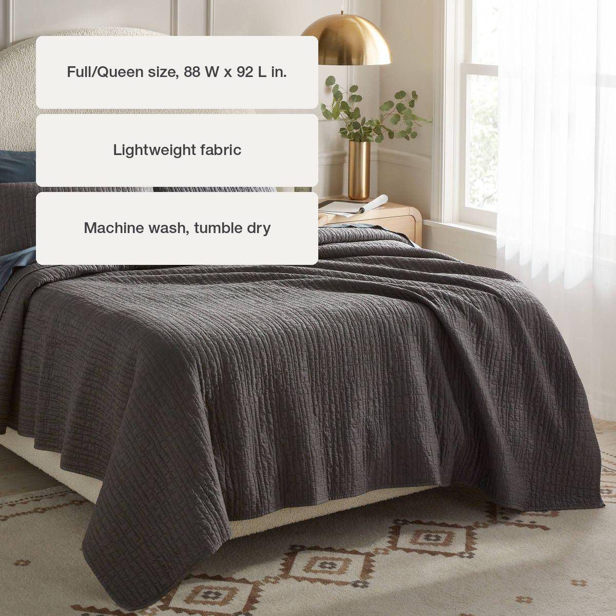 King TENCEL® Quilt Dark Gray - Threshold™: OEKO-TEX Certified, Cooling, Woven Lyocell, Machine Washable