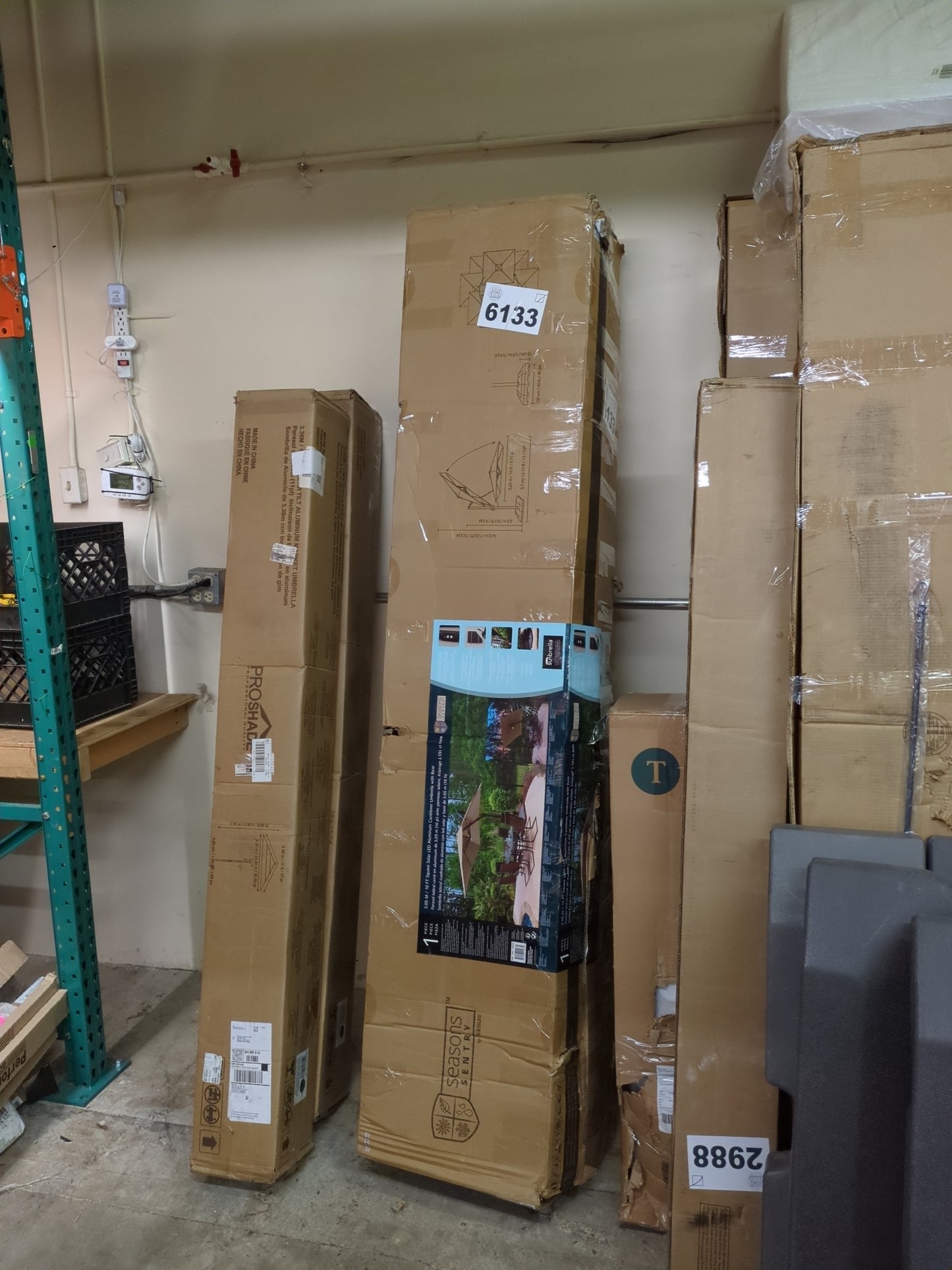 Like NEW - Costco - Seasons Sentry TAN 10' Square Solar LED Cantilever Umbrella -Retail $899