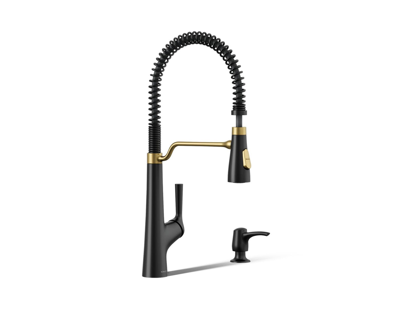 Kohler Albany Semi-Pro Kitchen Faucet, Matte Black & Gold