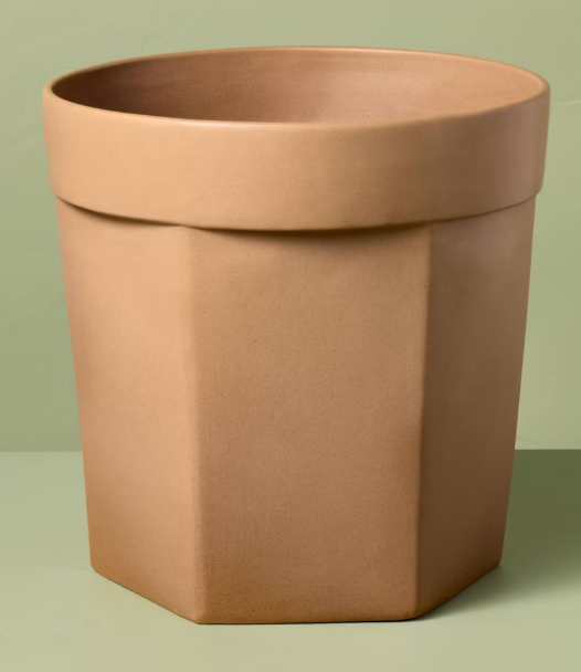 11" Carved Ceramic Planter Pot Macadamia Tan - Hearth & Hand™ with Magnolia