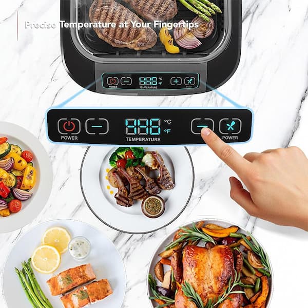 OVENTE 1500W Electric Portable Smokeless Indoor Grill with Two Removable Non-Stick and Dishwasher Safe Plates, Black SGR85B