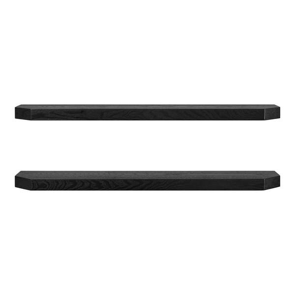 36 in. W x 7 in. D Black Decorative Wall Shelf with Ledge (Set of 2)
