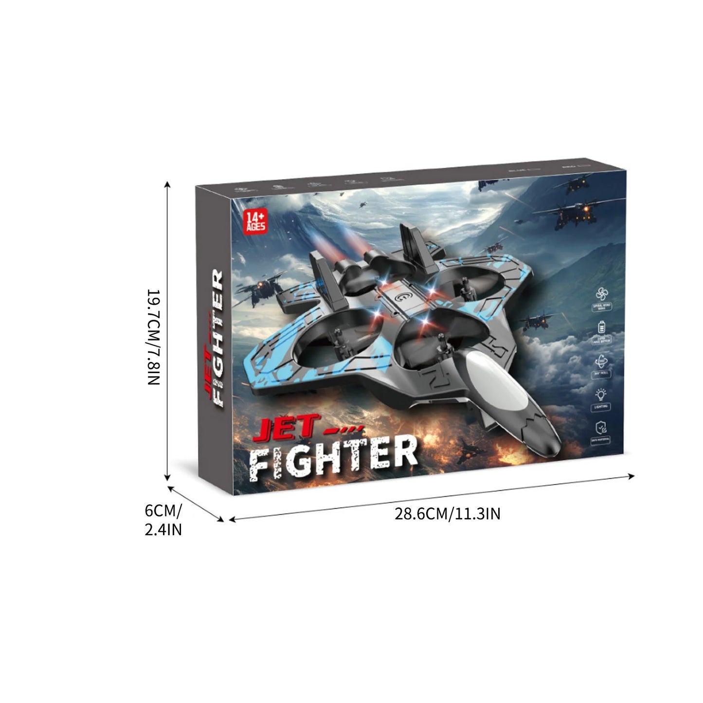 Remote Control Fighter Jet, Red - RC Stunt Fighter Jet Toy With Flips and LED Light, Foam