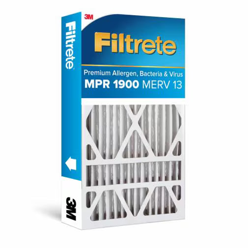 Filtrete Air Filter 16x25x4, MPR 1900 MERV 13, Premium Allergen, Bacteria and Virus Filter, Electrostatic Air Cleaning Deep Pleat Filter