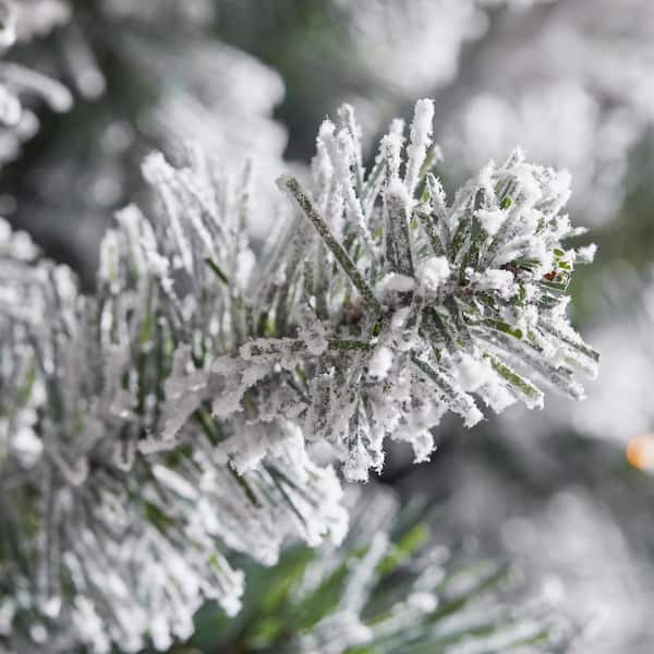 Home Accents Holiday 6.5 ft. Festive Mixed Pine Flocked LED Pre-Lit Artificial Christmas Tree T11 23HD40002