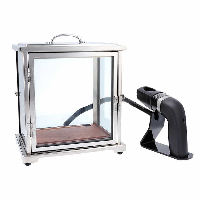 NEW - Crafthouse by Fortessa Glass Smoking Box with Handheld Smoker - Retail $245