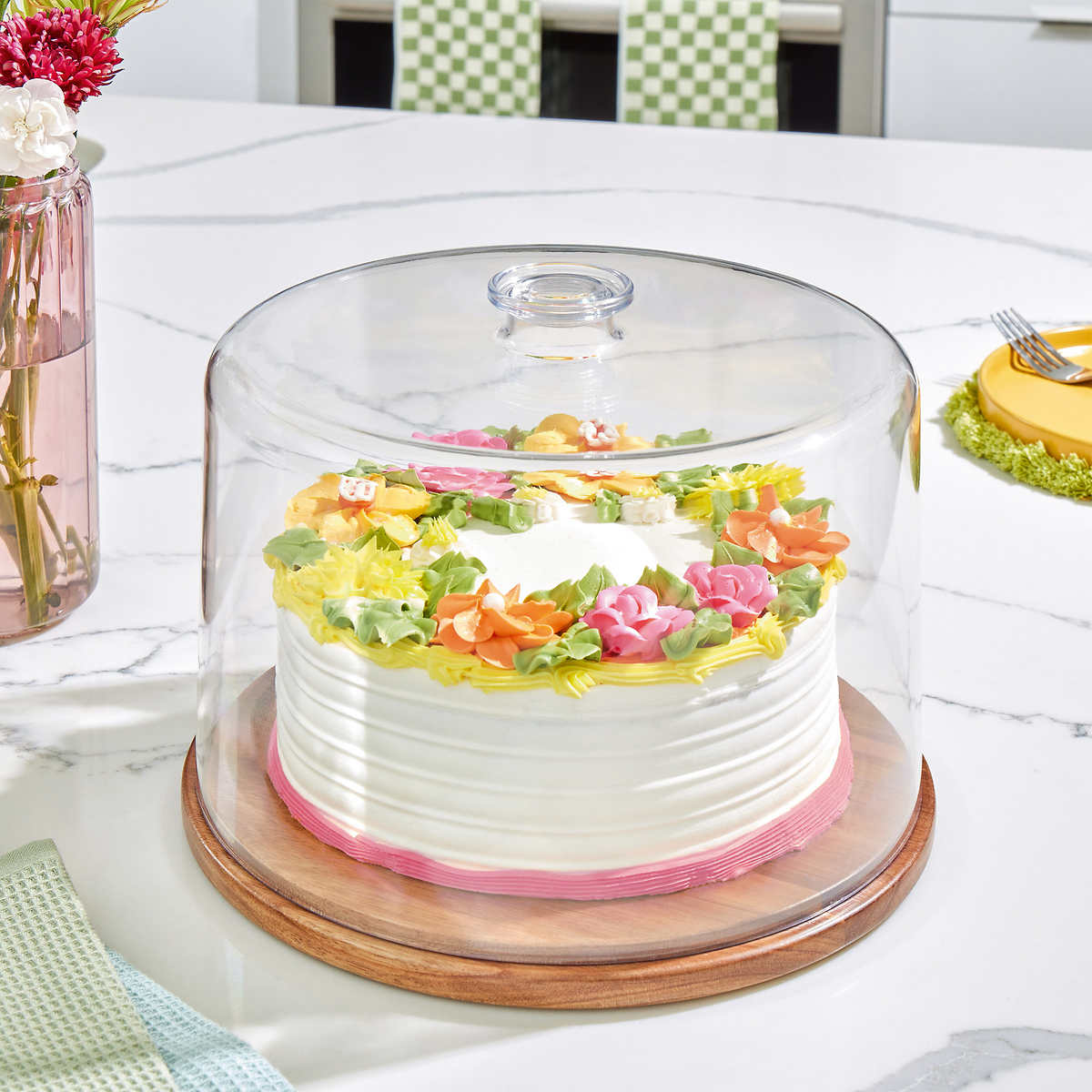 iDESIGN Wood Cake Plate with Dome Lid - Retail $24