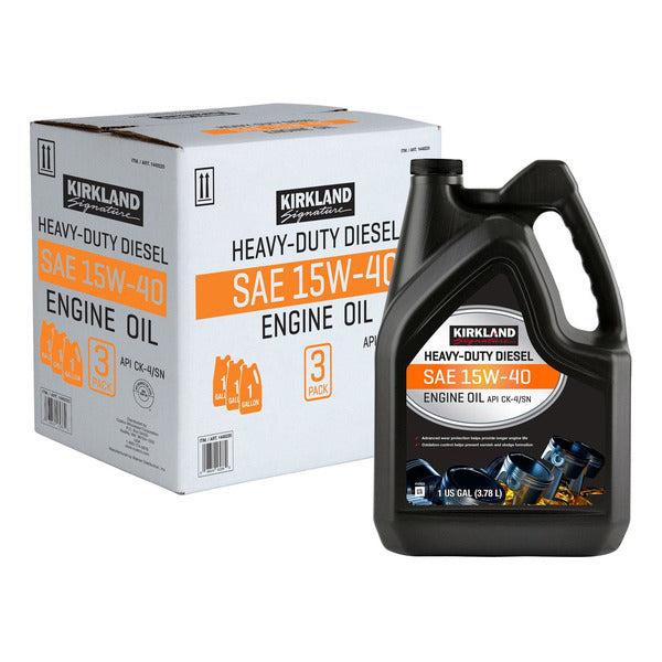 Kirkland Signature Heavy Duty Diesel 15W-40 Motor Oil 1-Gallon, 3-pack