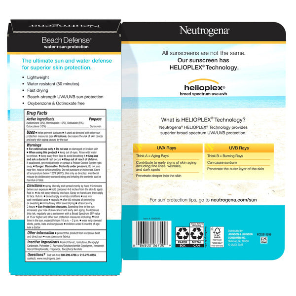 Neutrogena Beach Defense Sunscreen Spray SPF 60+, 8.5 oz, 2-pack