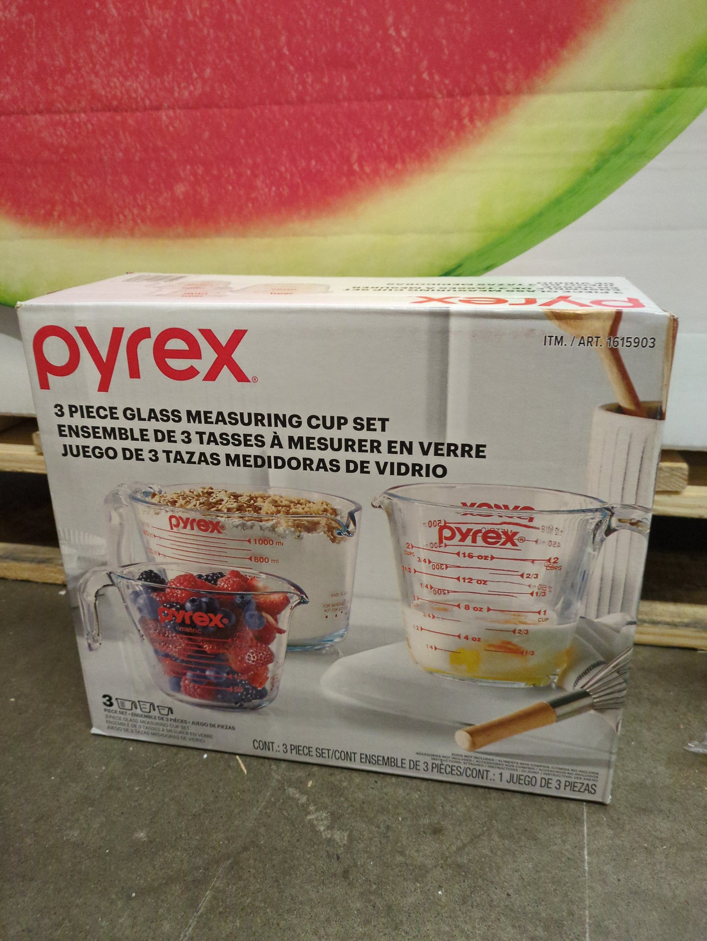 Pyrex Essentials (3-Pack) Glass Measuring Cups Set, (1, 2 & 4 Cup)