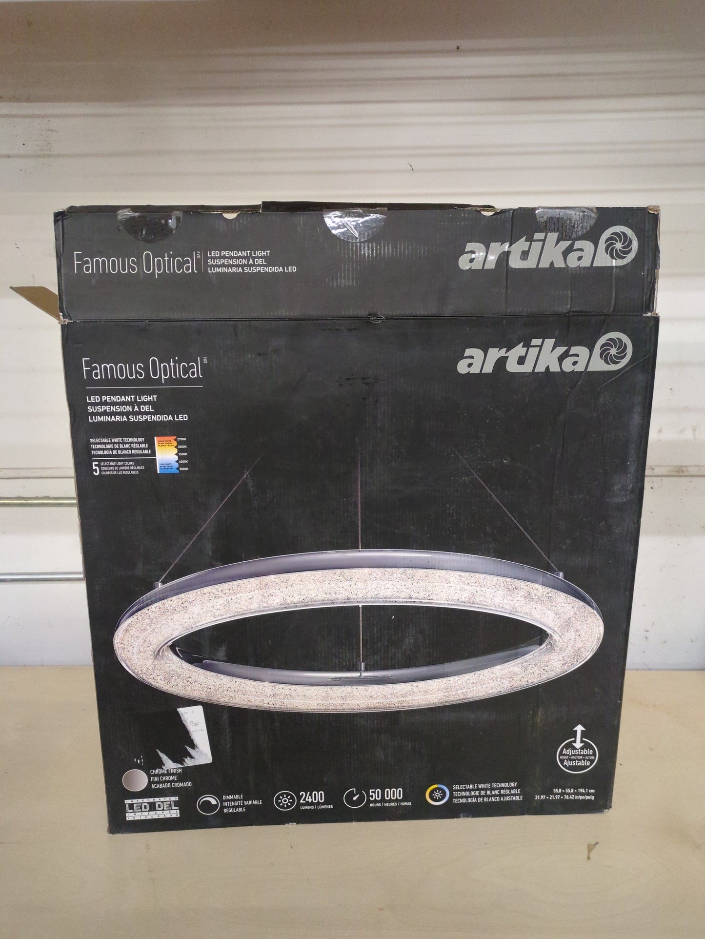 Artika Famous Optical 25-Watt Chrome Modern Integrated LED Pendant Light Fixture