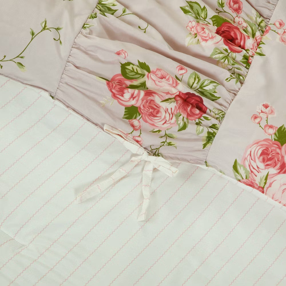 Full/Queen Ruched Comforter Set Pink Floral