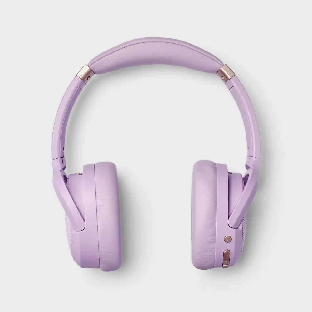 Active Noise Cancelling Bluetooth Wireless Over-Ear Headphones - heyday Pastel Lavender: Hybrid Wired/Wireless, Adjustable Headband